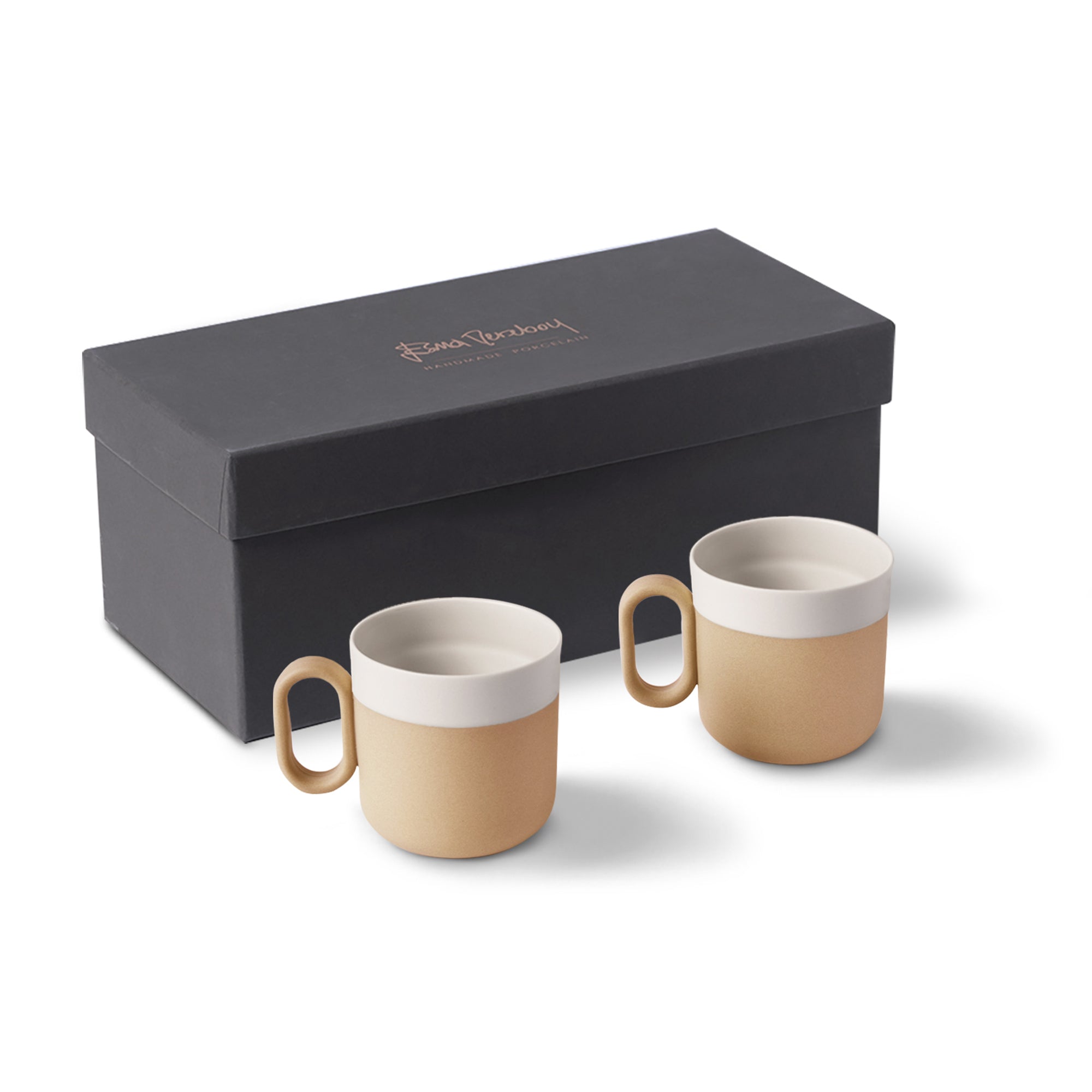 Capsule-Tea-Cup-Set-Of-2-Straw-Ivory-Porcelain-Handmade-ETUGENE