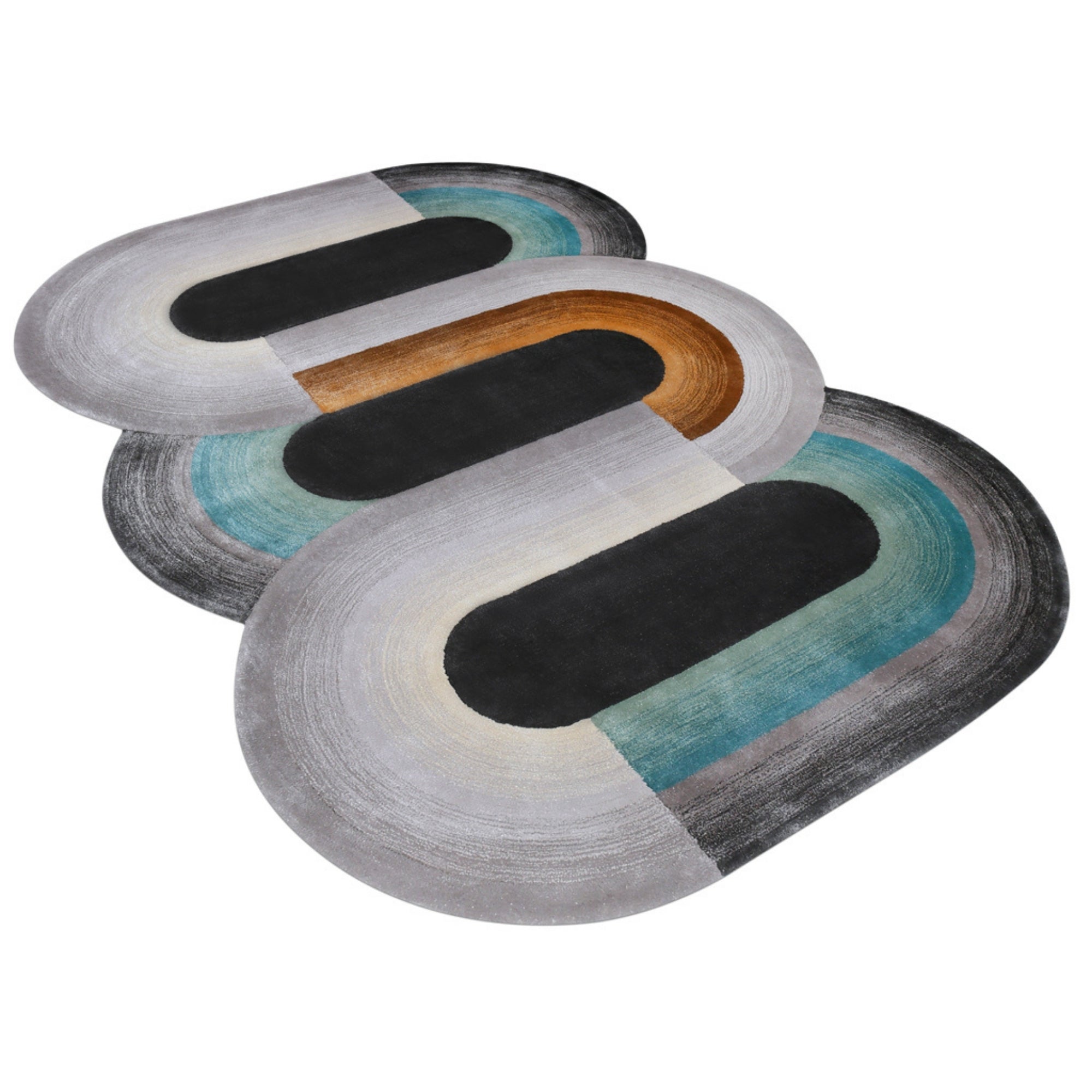 Handmade Wool Rug Tuft Weaving, Sustainable Contemporary Carpet, Interlocking Loops Design, Irregular Shape, Custom Made On-Demand in Türkiye