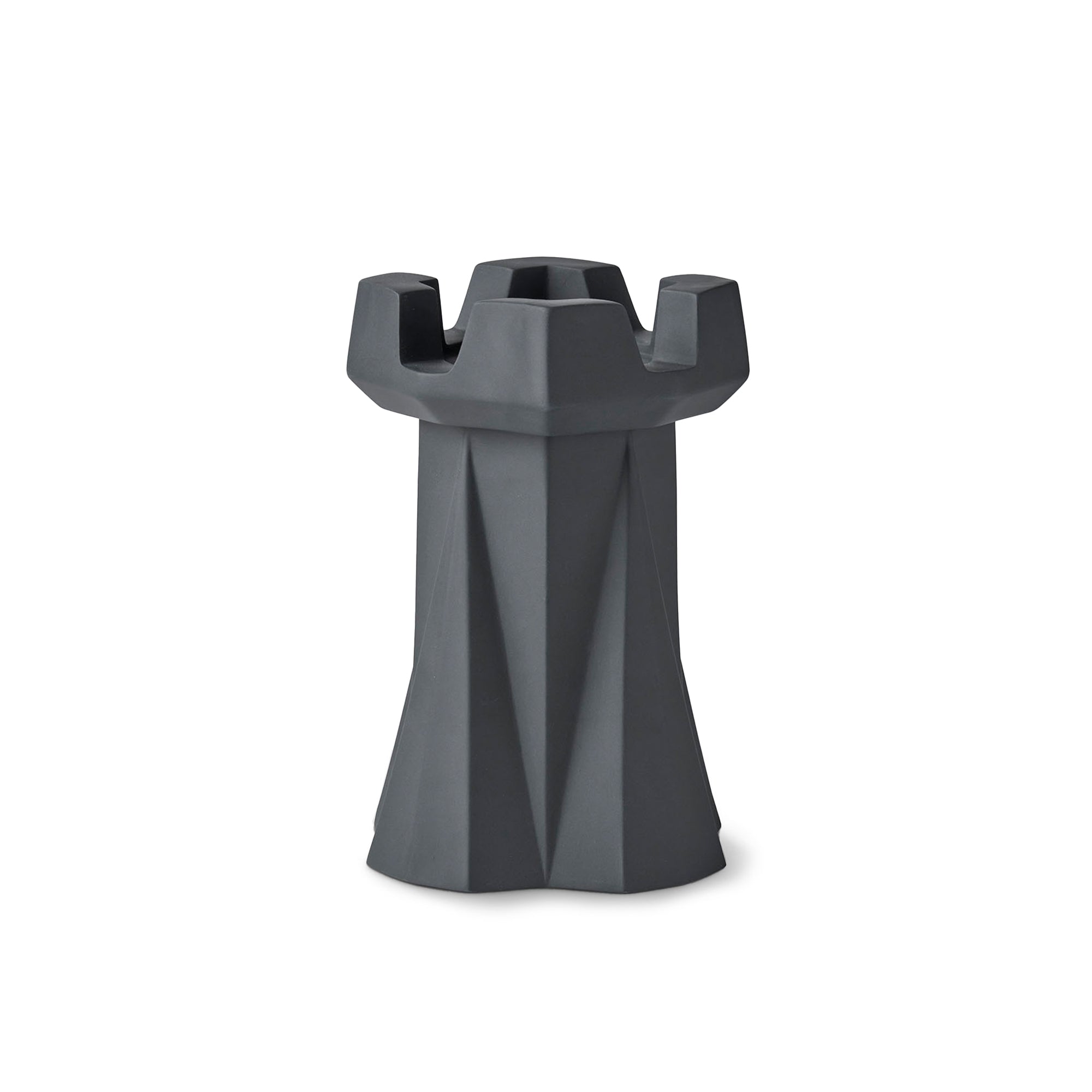 Handmade-Chess-Rook-Candle-Holder-Black-Porcelain-Sustainable-18cm-Candle-ETUGENE