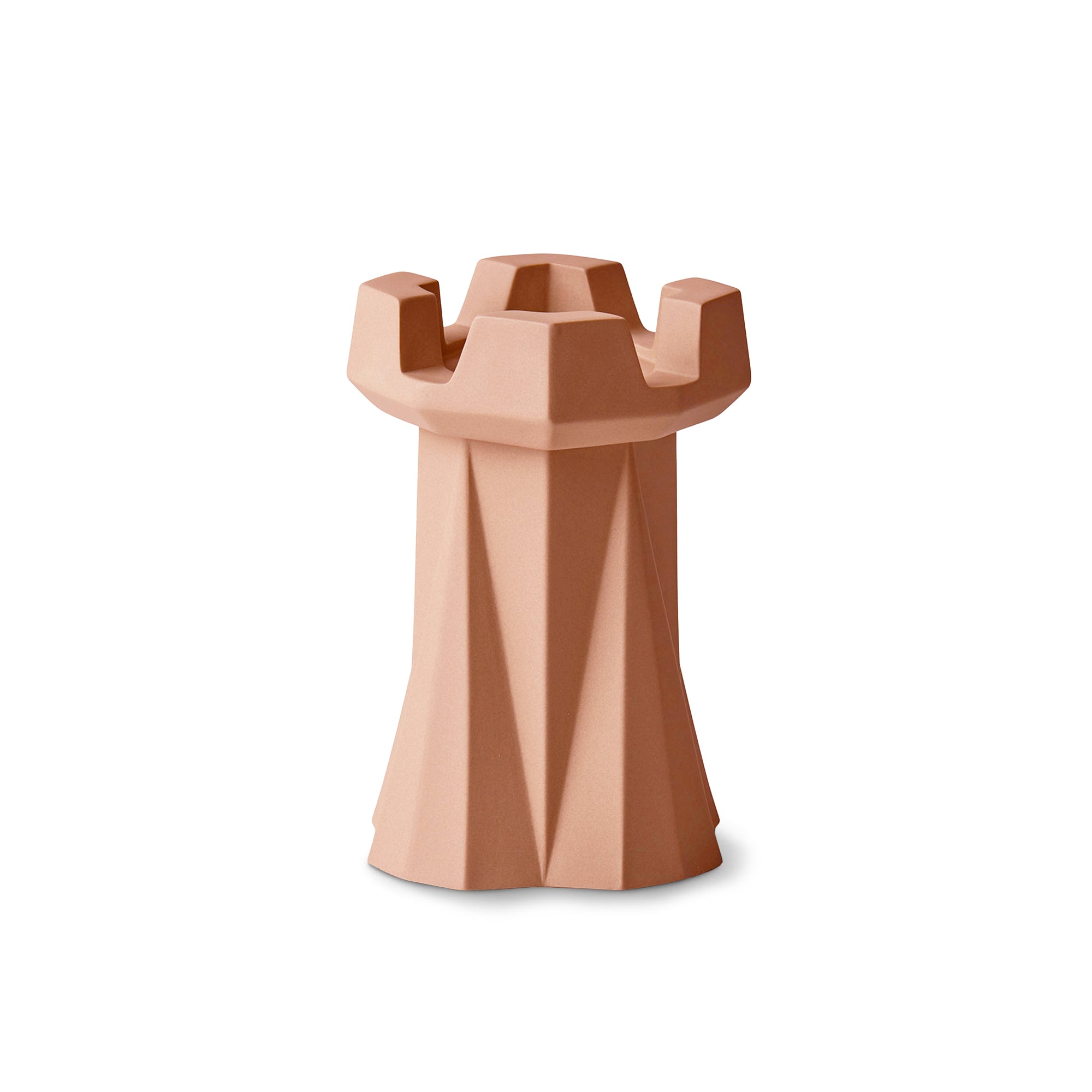 Handmade-Chess-Rook-Candle-Holder-Coral-Porcelain-Sustainable-18cm-ETUGENE