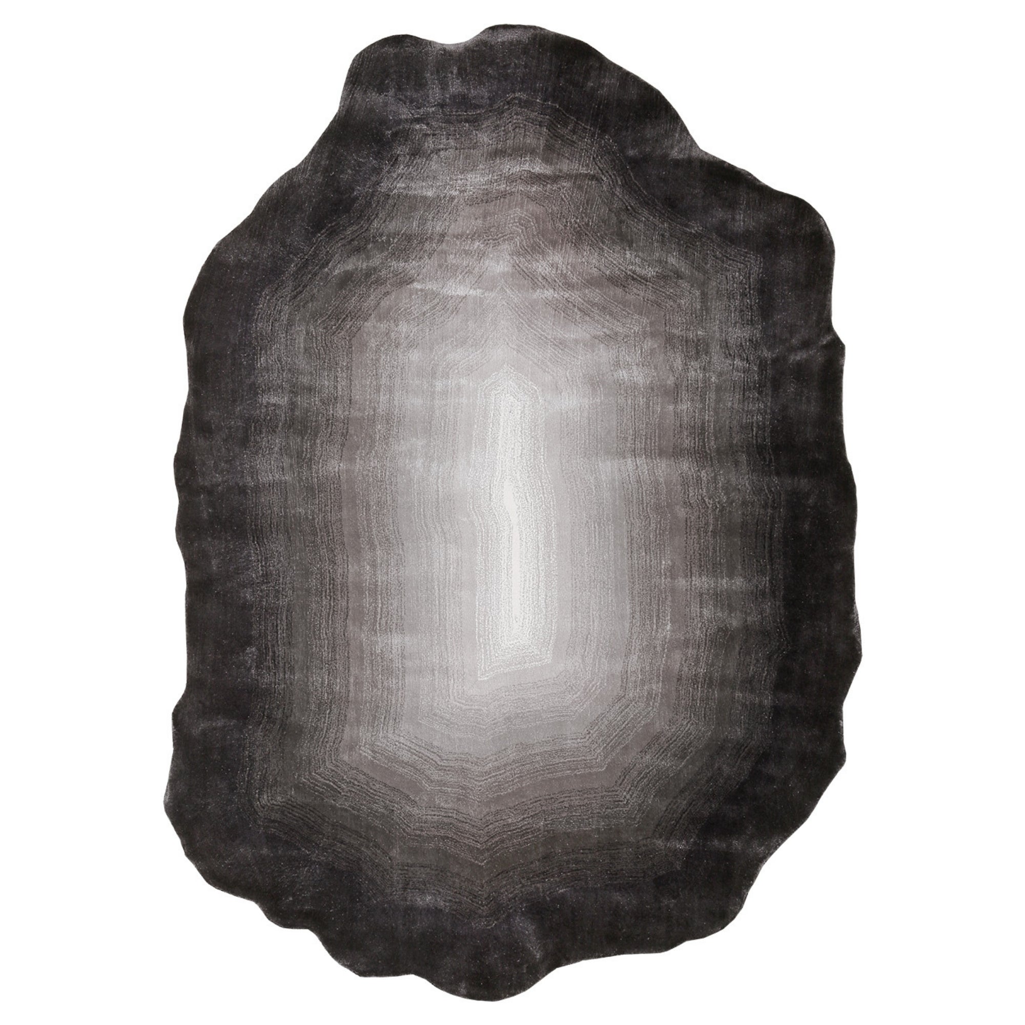 Handmade Wool Rug Tuft Weaving, Sustainable Contemporary Carpet, Black Gradient Design, Irregular Shape, Custom Made On-Demand in Turkiye_ETUGENE_Quartz-001-A