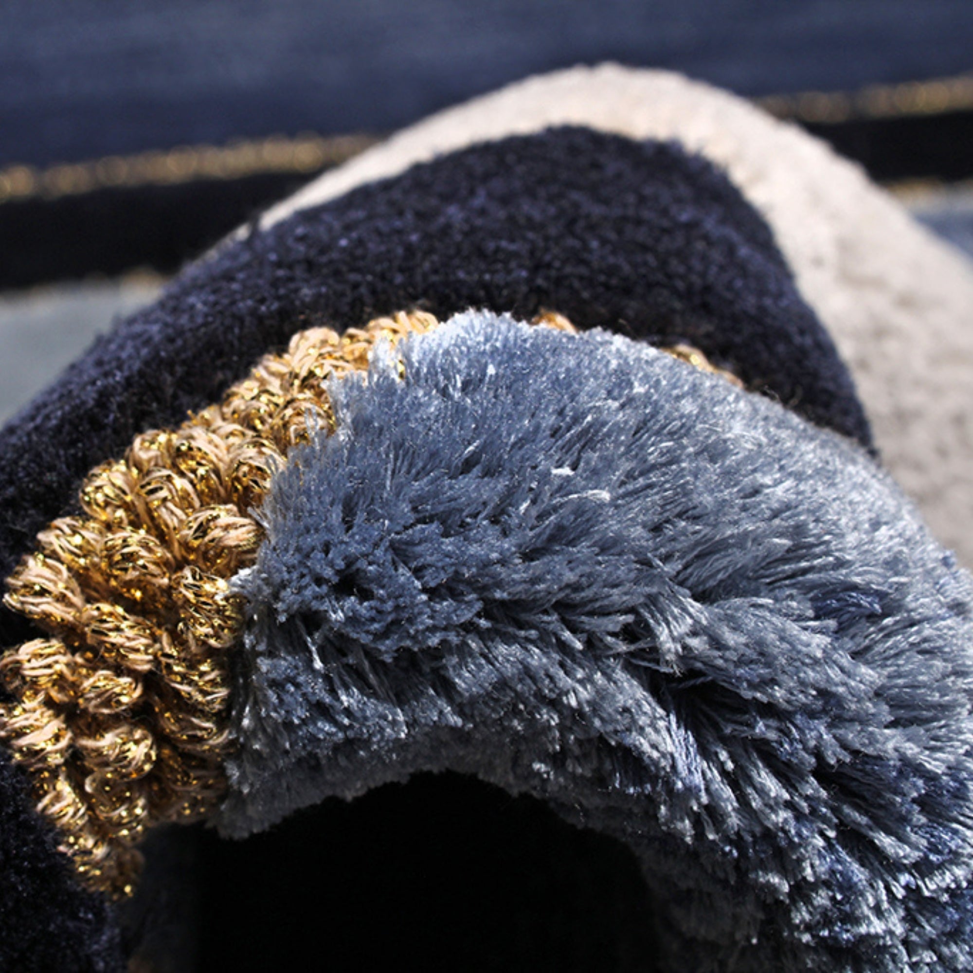 Handmade Wool Rug Tuft Weaving, Sustainable Contemporary Carpet, Blue Grey Pleat Design, Irregular Shape, Custom Made On-Demand in Turkiye_ETUGENE_Pleat-003-VX-Tuft