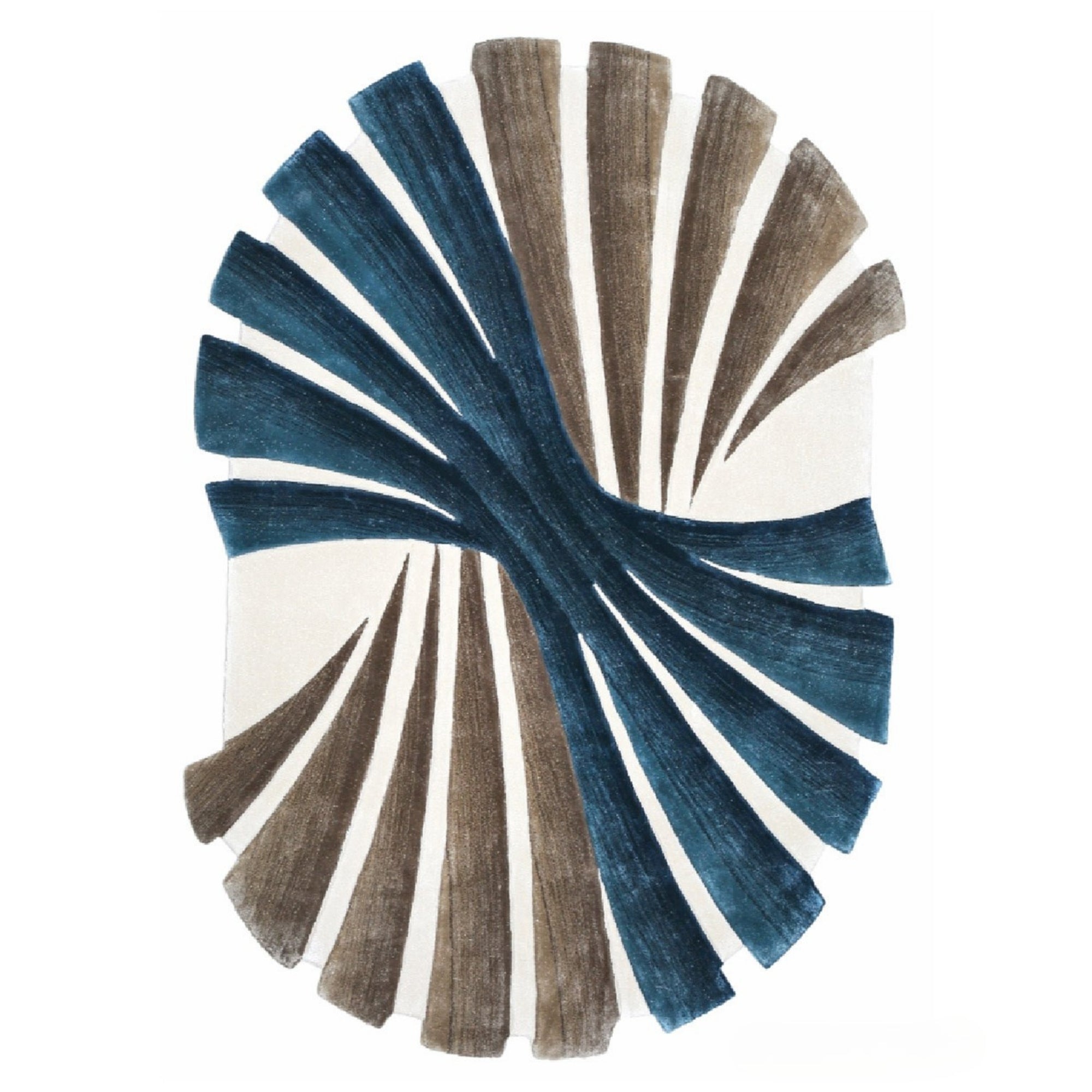 Handmade Wool Rug Tuft Weaving, Sustainable Contemporary Carpet, Blue Pleat Design, Irregular Shape, Custom Made On-Demand in Turkiye_ETUGENE_Pleat-002-V