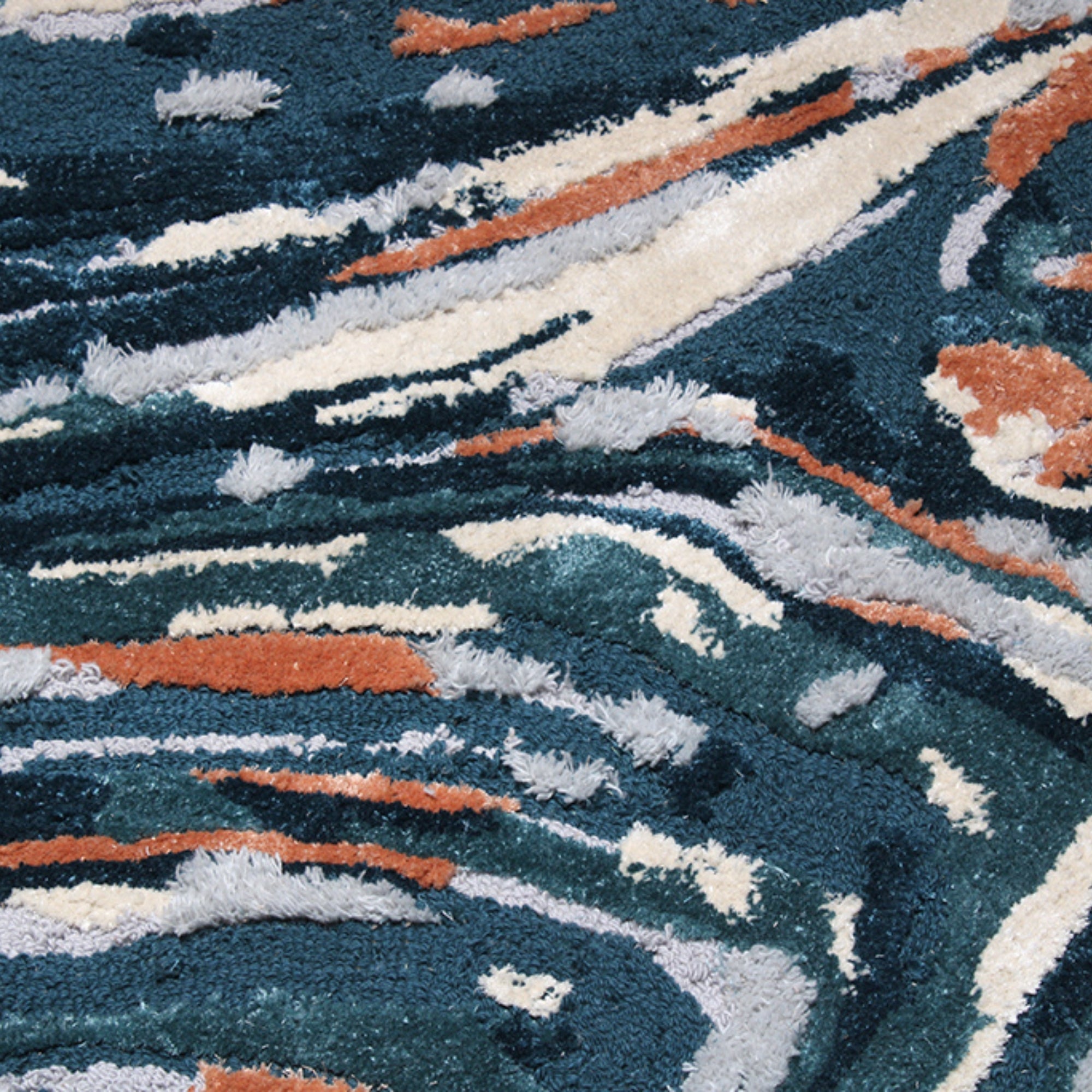 Handmade Wool Rug Tuft Weaving, Sustainable Contemporary Carpet, Blue Rock Shape, Irregular Shape, Custom Made On-Demand in Turkiye_ETUGENE_Rock-002-M-Design