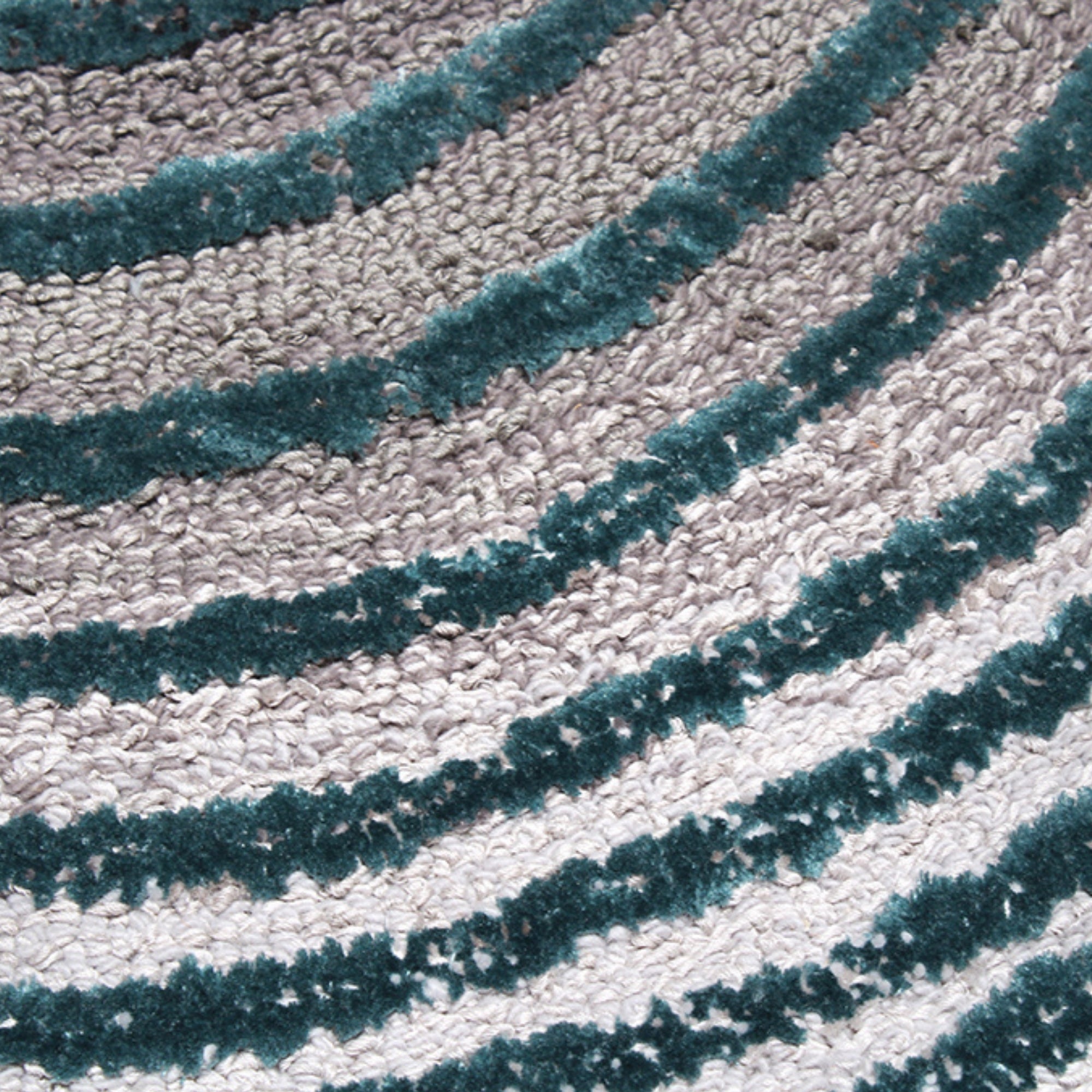 Handmade Wool Rug Tuft Weaving, Sustainable Contemporary Carpet, Bold Blue Rings, Round Shape, Custom Made On-Demand in Turkiye_ETUGENE_Helix-001-J-Motifs