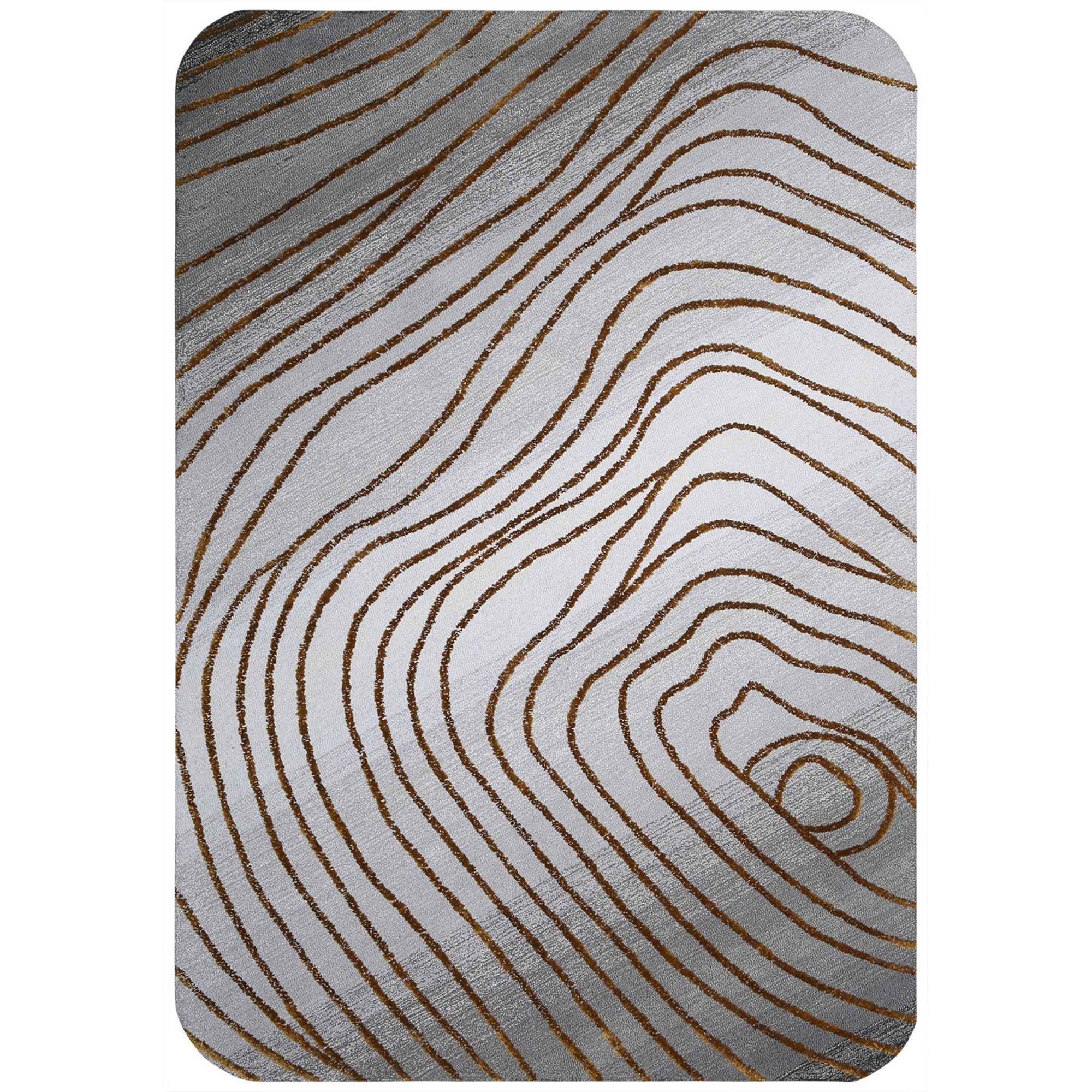 Handmade Wool Rug Tuft Weaving, Sustainable Contemporary Carpet, Bold Gold Rings, Rectangular Shape, Custom Made On-Demand in Turkiye_ETUGENE_Helix-002-F