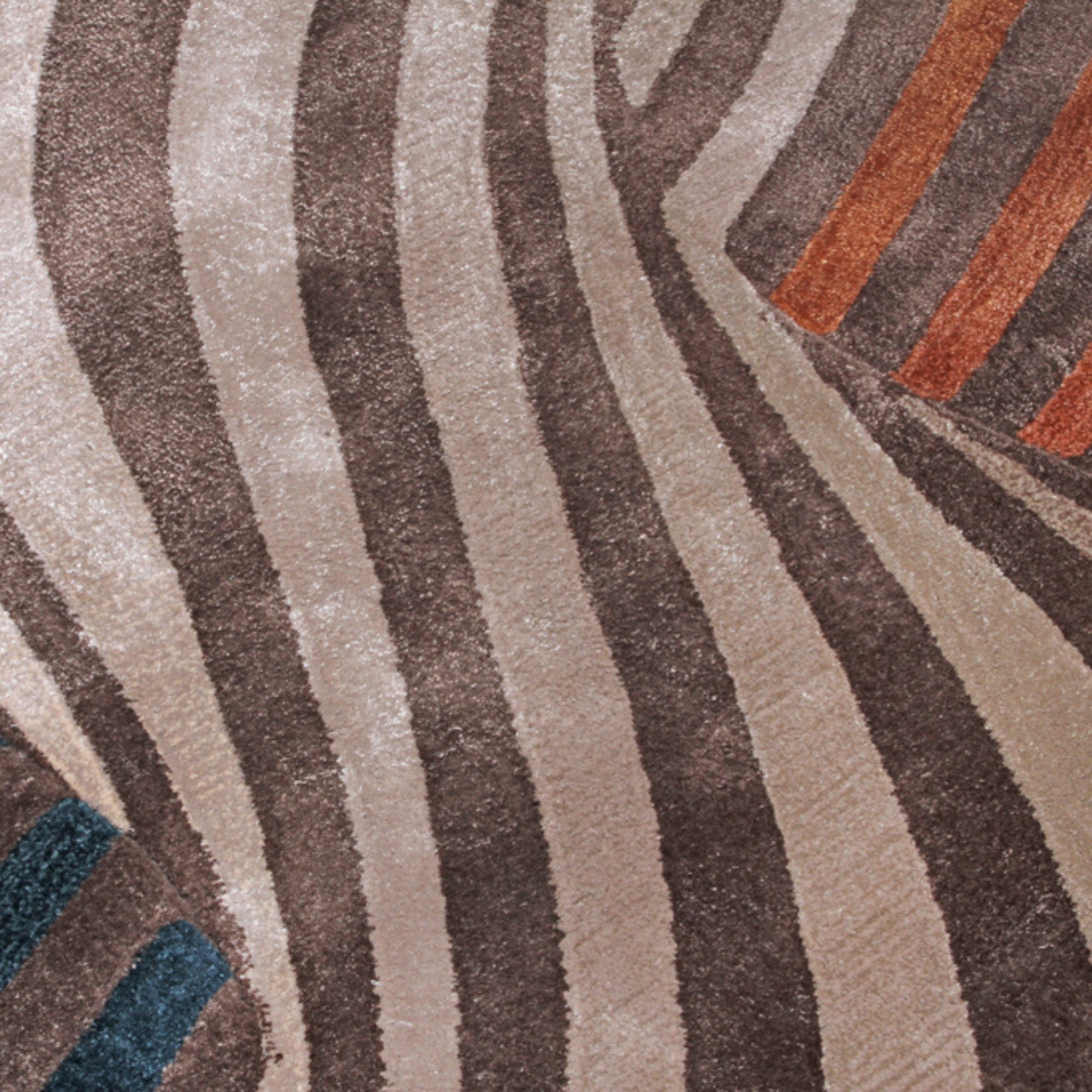 Handmade Wool Rug Tuft Weaving, Sustainable Contemporary Carpet, Brown Beige Swirl Design, Irregular Shape, Custom Made On-Demand in Turkiye_ETUGENE_Weave-002-N-Motifs