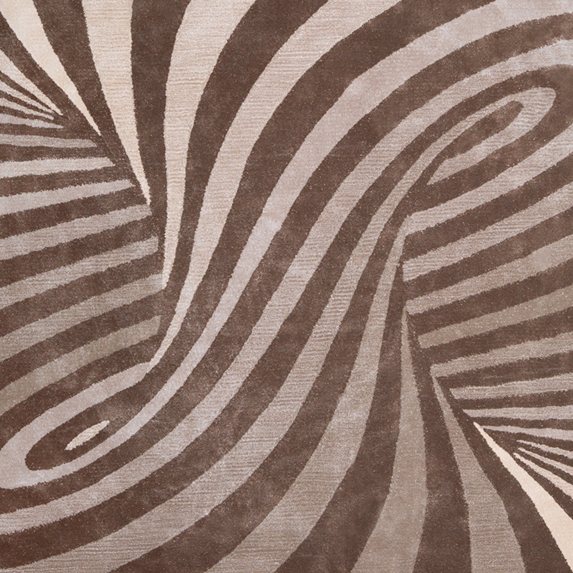 Handmade Wool Rug Tuft Weaving, Sustainable Contemporary Carpet, Brown Swirl Design, Irregular Shape, Custom Made On-Demand in Turkiye_ETUGENE_Weave-002-B-Design