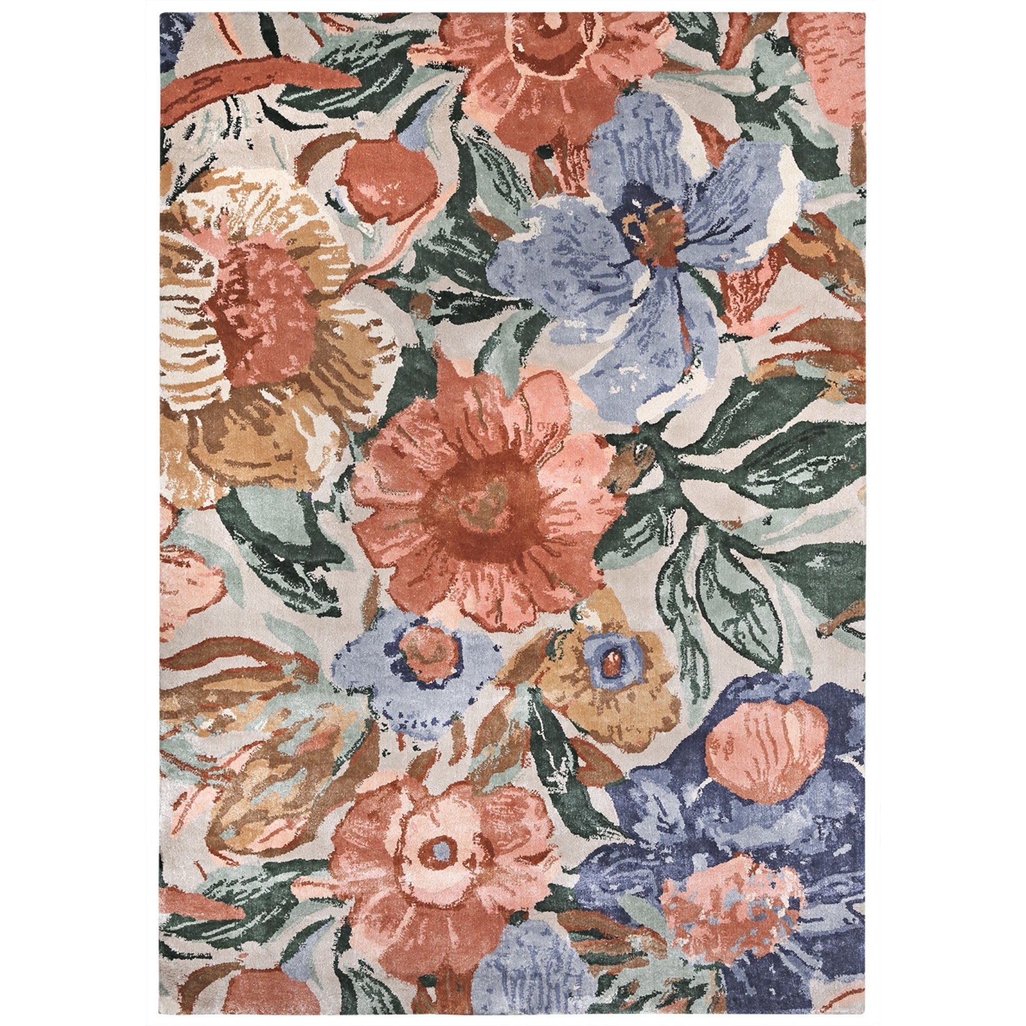 Handmade Wool Rug Tuft Weaving, Sustainable Contemporary Carpet, Floral Design, Rectangular Shape, Custom Made On-Demand in Turkiye_ETUGENE_Flora-001-GV