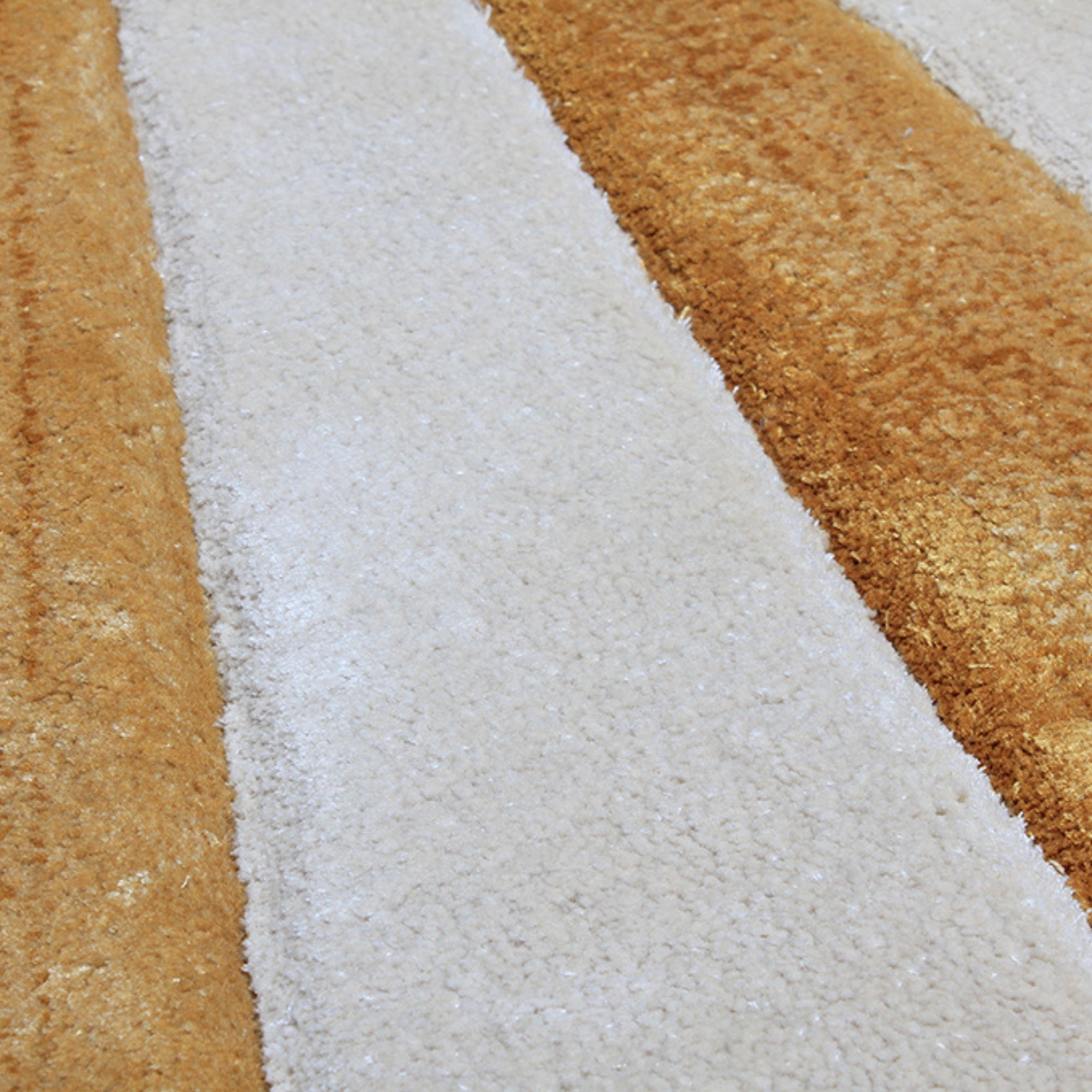 Handmade Wool Rug Tuft Weaving, Sustainable Contemporary Carpet, Gold Pleat Design, Irregular Shape, Custom Made On-Demand in Turkiye_ETUGENE_Pleat-001-A-Details
