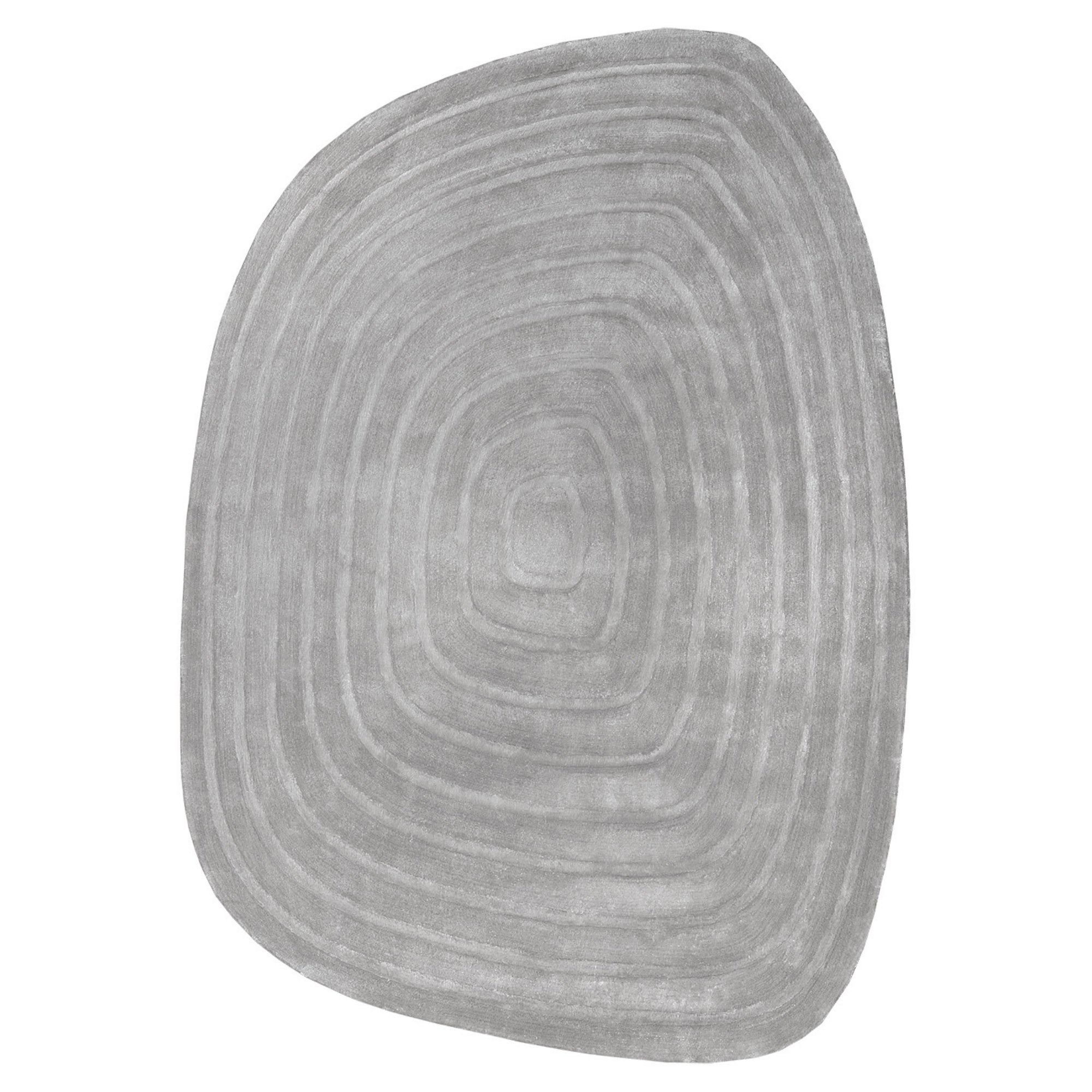 Handmade Wool Rug Tuft Weaving, Sustainable Contemporary Carpet, Grey Circles, Irregular Shape, Custom Made On-Demand in Turkiye_ETUGENE_Pebble-001-C