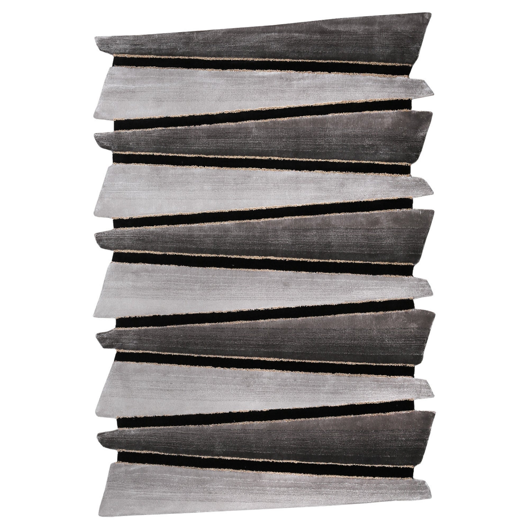 Handmade Wool Rug Tuft Weaving, Sustainable Contemporary Carpet, Grey Pleat Design, Irregular Shape, Custom Made On-Demand in Turkiye_ETUGENE_Pleat-003-A