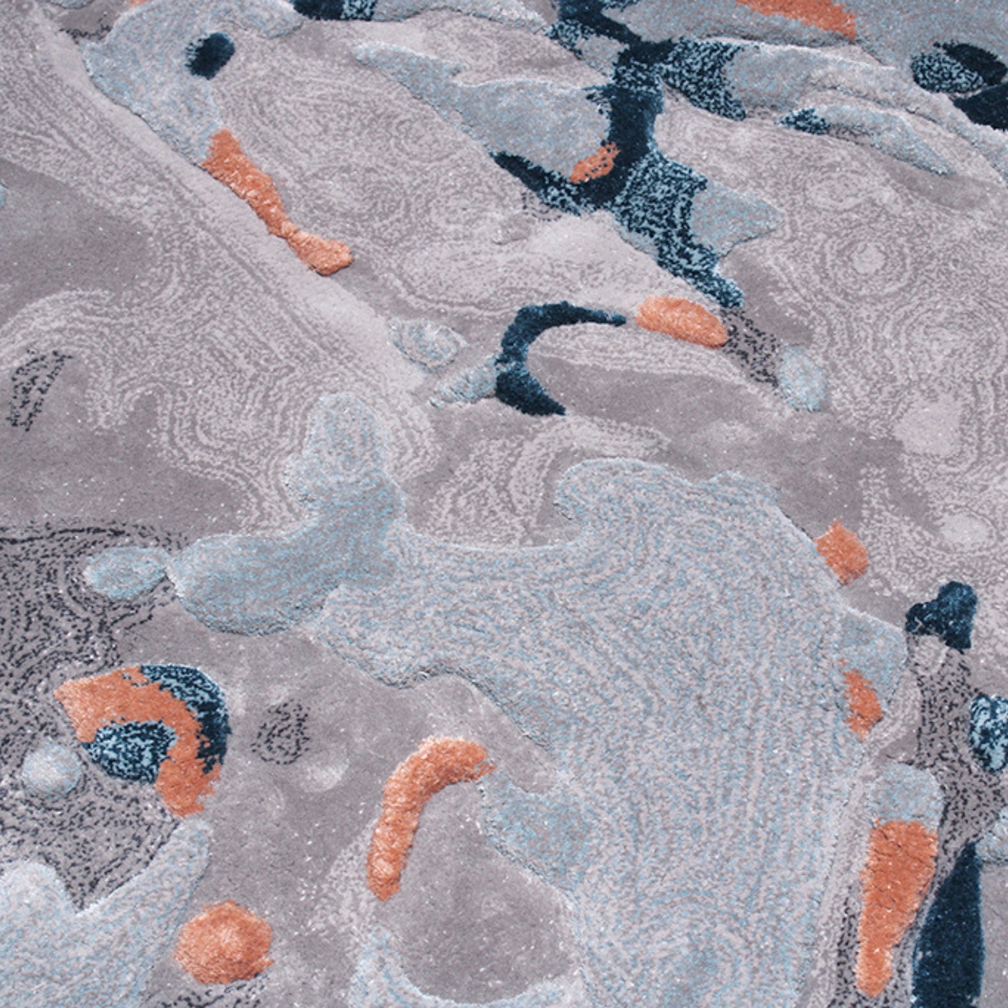 Handmade Wool Rug Tuft Weaving, Sustainable Contemporary Carpet, Grey Rock Shape, Irregular Shape, Custom Made On-Demand in Turkiye_ETUGENE_Rock-001-M-Motifs