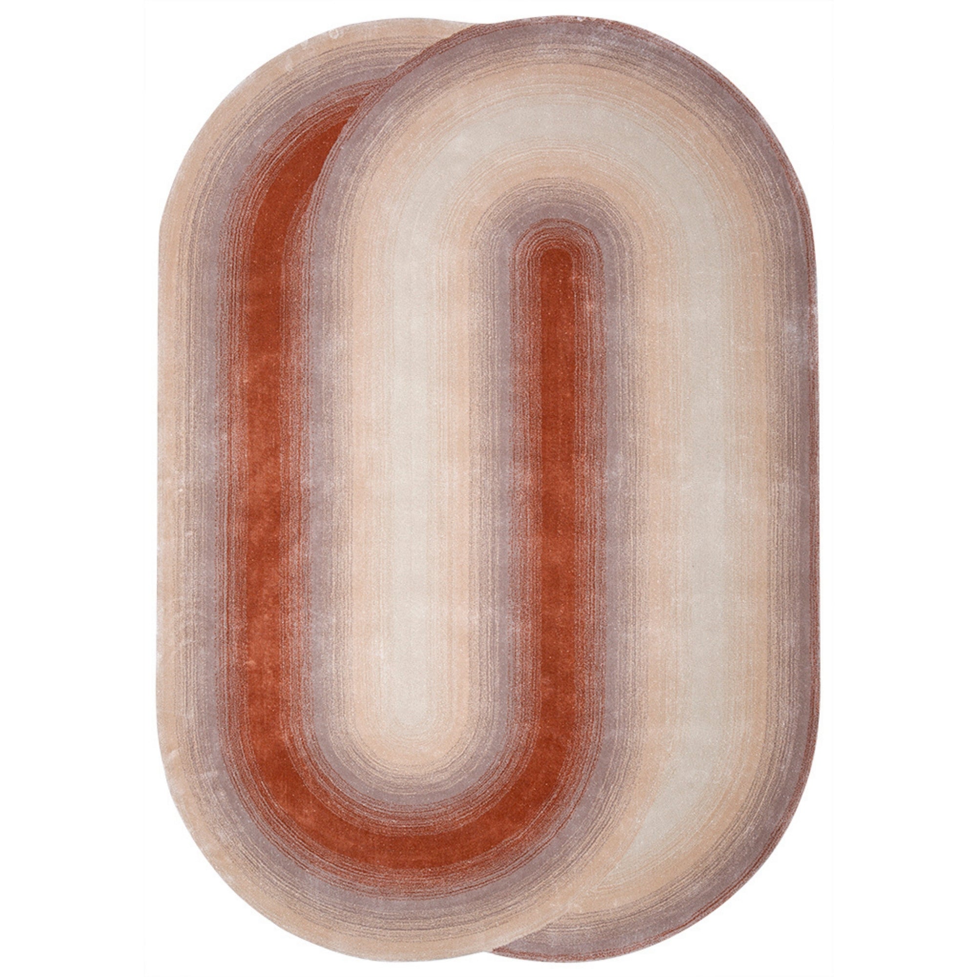 Handmade Wool Rug Tuft Weaving, Sustainable Contemporary Carpet, Interlocking Oval Shapes, Irregular Shape, Custom Made On-Demand in Turkiye_ETUGENE_Geo-005-G