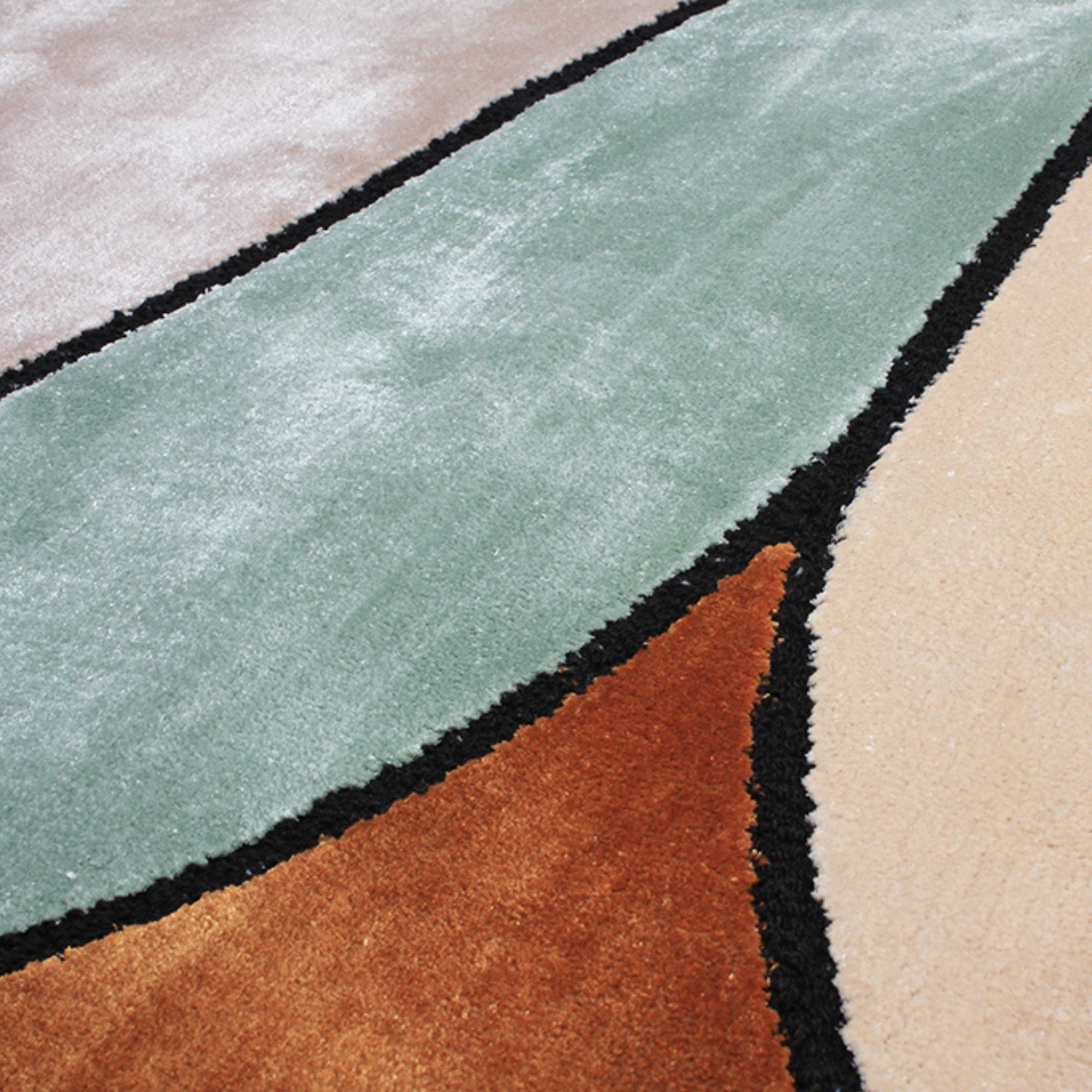 Handmade Wool Rug Tuft Weaving, Sustainable Contemporary Carpet, Leaf-Like Pattern, Irregular Shape, Custom Made On-Demand in Turkiye_ETUGENE_Eye-001-C-Motifs