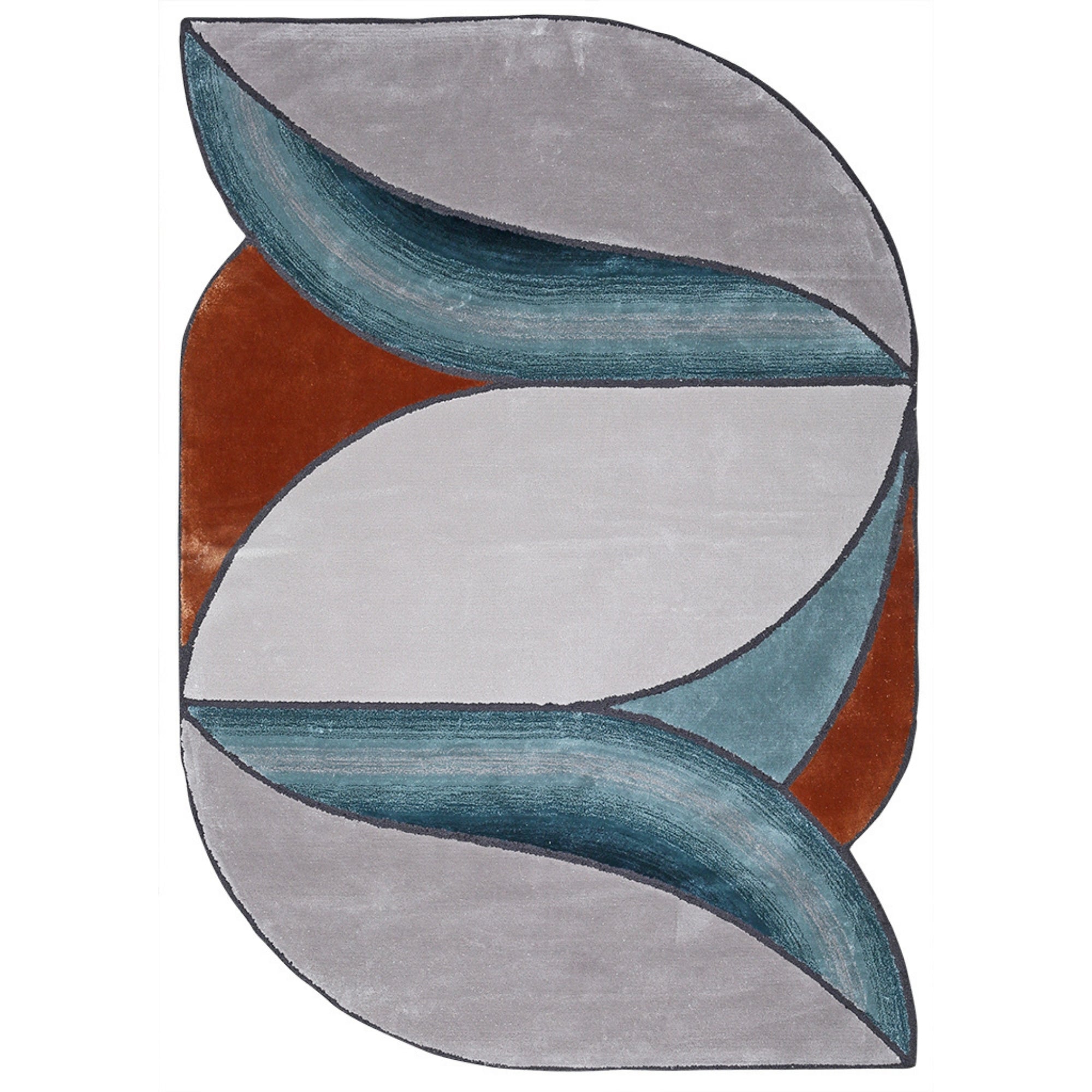 Handmade Wool Rug Tuft Weaving, Sustainable Contemporary Carpet, Leaf-Like Pattern, Irregular Shape, Custom Made On-Demand in Turkiye_ETUGENE_New-Tulip-001-G