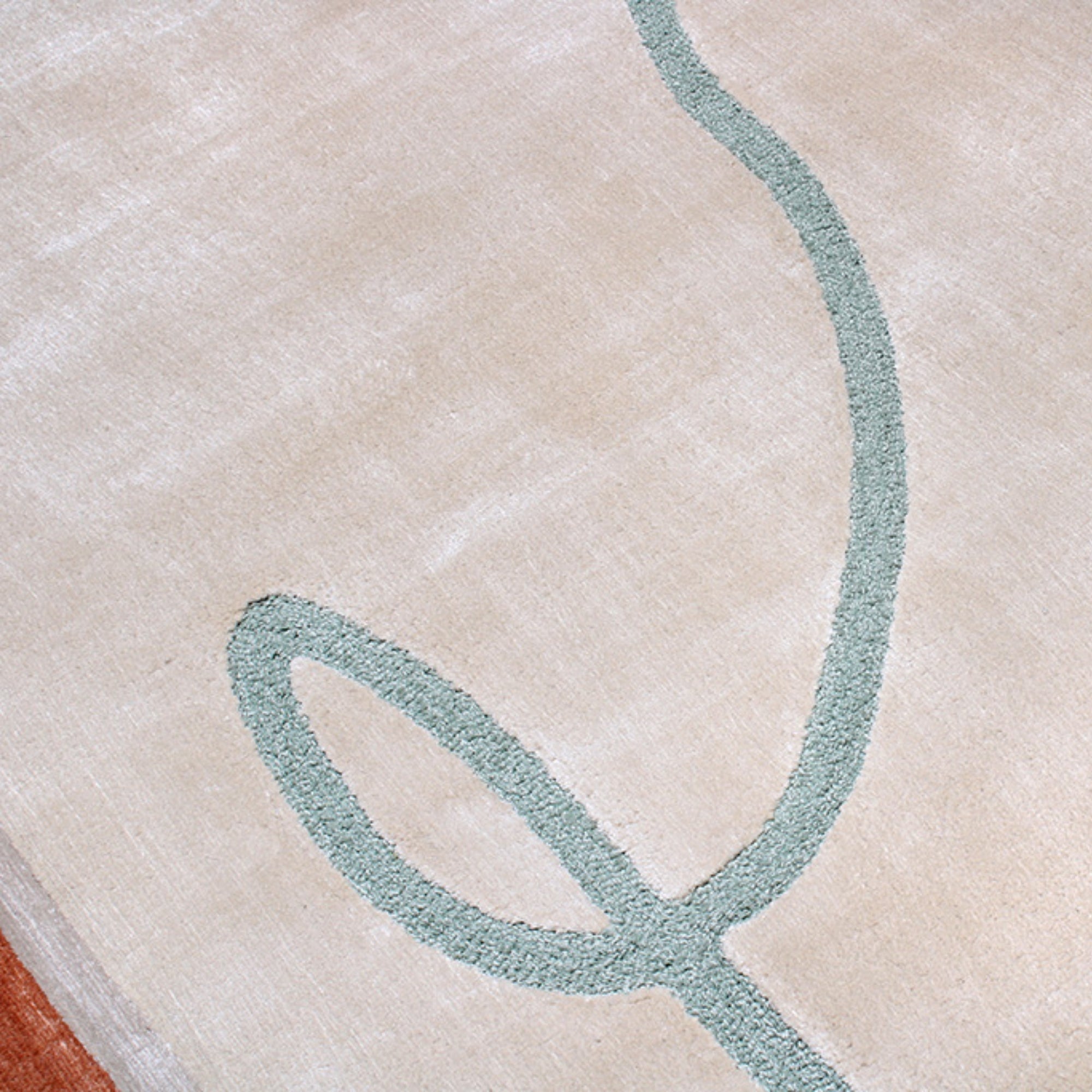 Handmade Wool Rug Tuft Weaving, Sustainable Contemporary Carpet, Orange Minimalist Design, Oval Shape, Custom Made On-Demand in Turkiye_ETUGENE_Ovoid-003-GR-Motifs