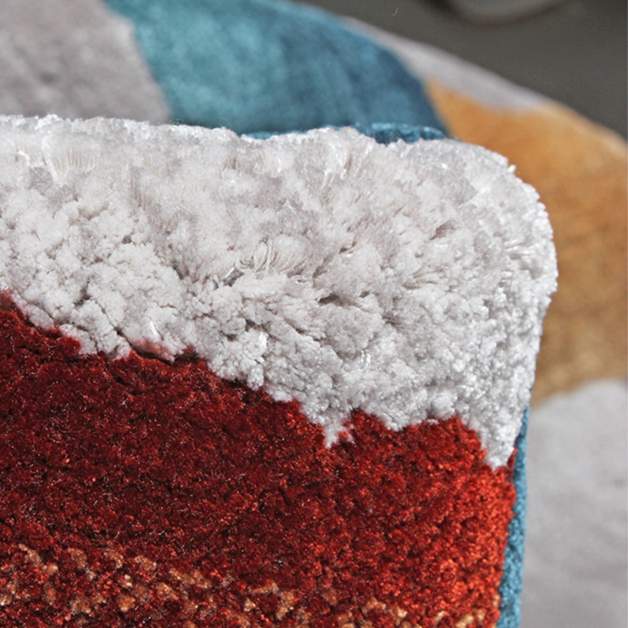 Handmade Wool Rug Tuft Weaving, Sustainable Contemporary Carpet, Rainbow Flower, Round Shape, Custom Made On-Demand in Turkiye_ETUGENE_Rainbow-001-Z-Tuft