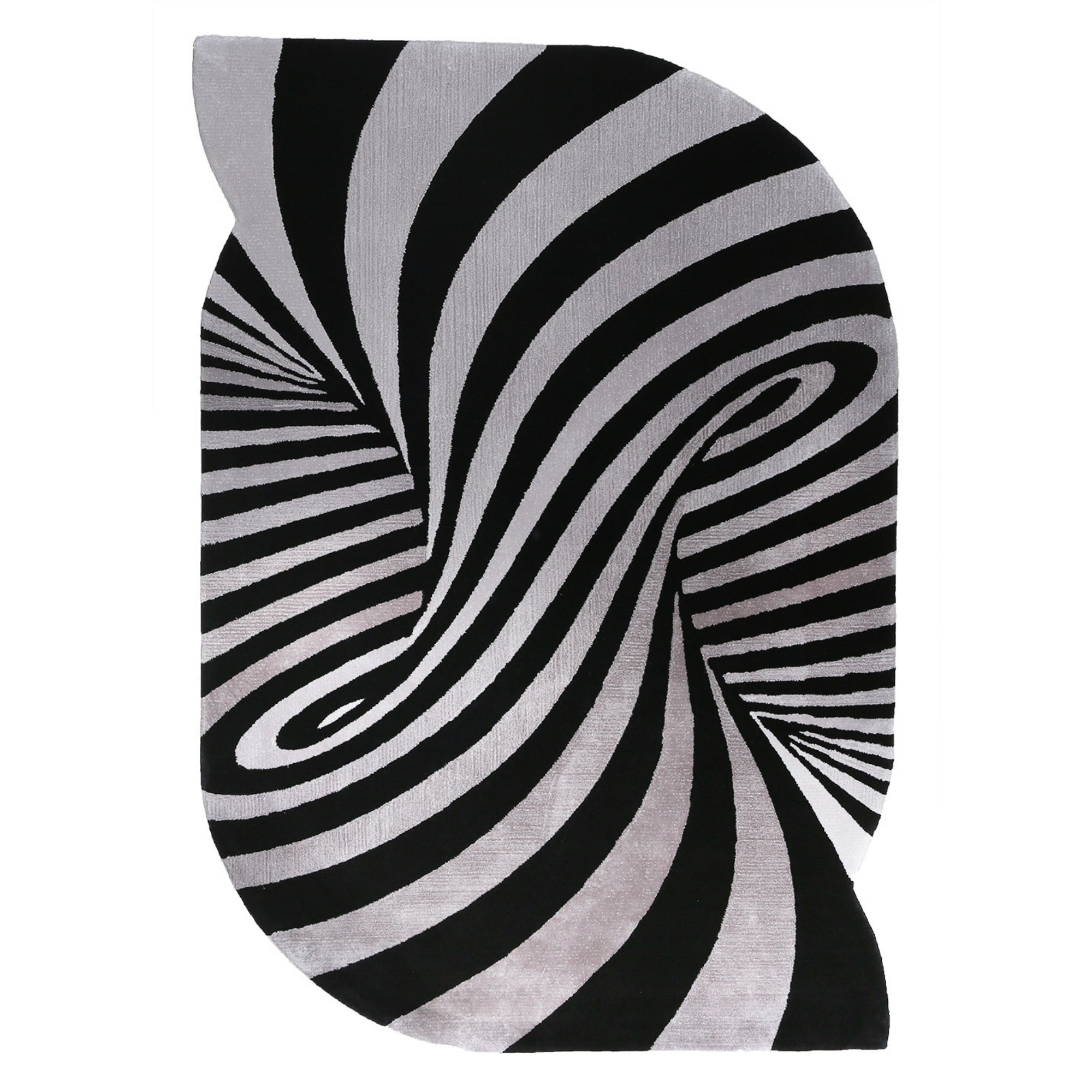 Handmade Wool Rug Tuft Weaving, Sustainable Contemporary Carpet, Swirl Design, Irregular Shape, Custom Made On-Demand in Turkiye_ETUGENE_Weave-002-A