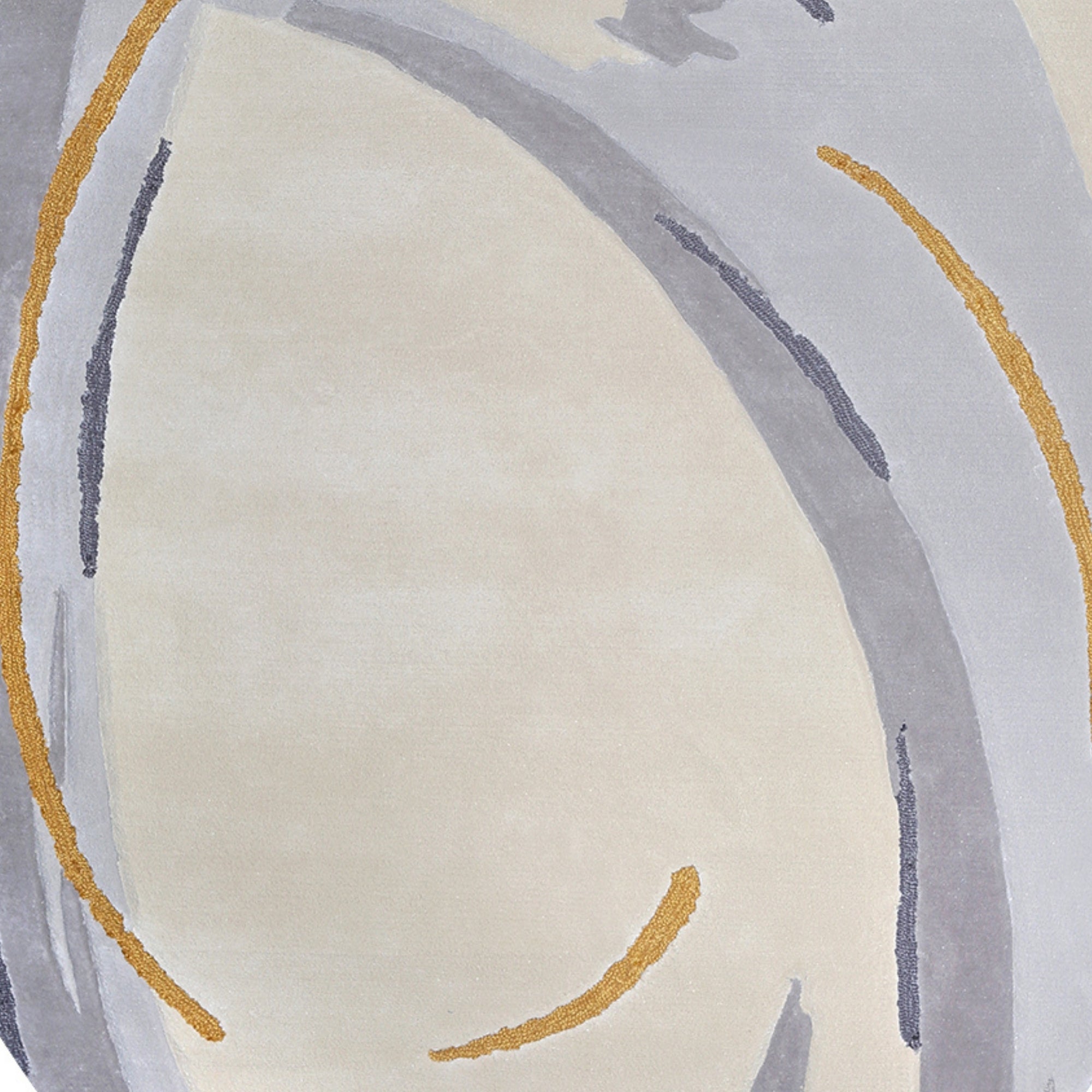 Handmade Wool Rug Tuft Weaving, Sustainable Contemporary Carpet, Yellow Grey Minimalist Design, Oval Shape, Custom Made On-Demand in Turkiye_ETUGENE_Ovoid-002-F-Design