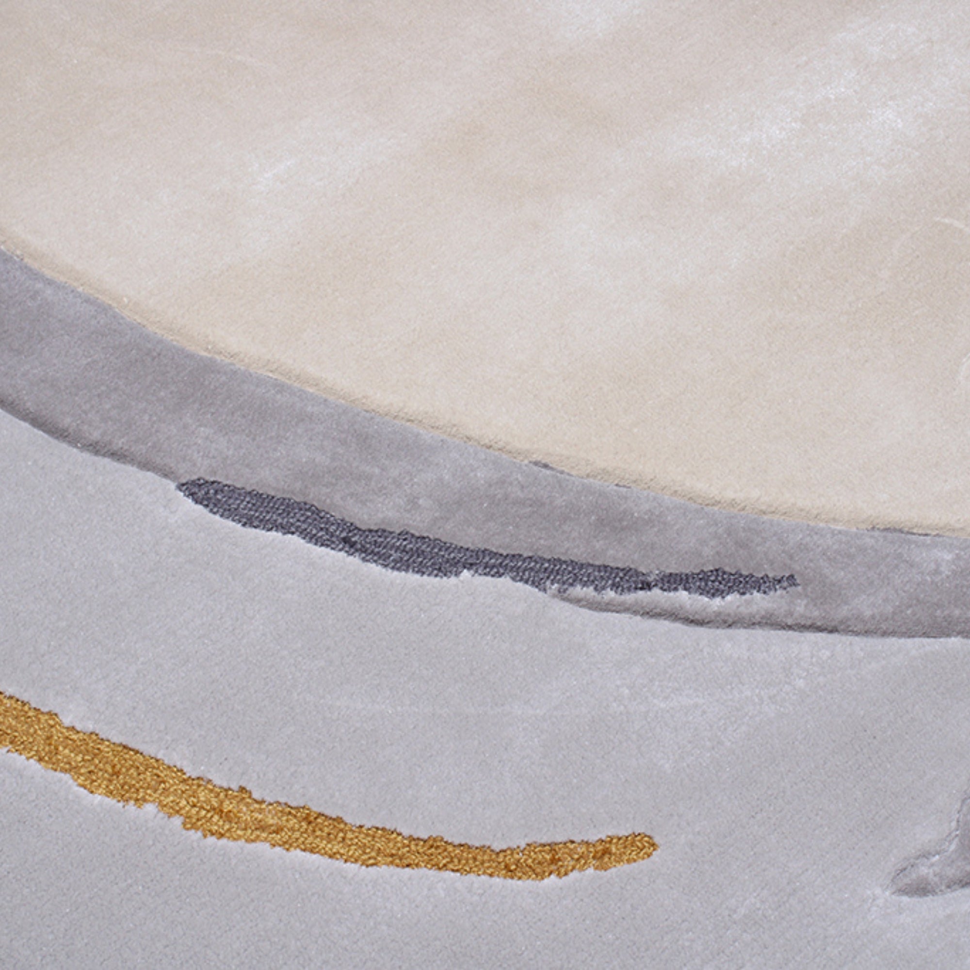 Handmade Wool Rug Tuft Weaving, Sustainable Contemporary Carpet, Yellow Grey Minimalist Design, Oval Shape, Custom Made On-Demand in Turkiye_ETUGENE_Ovoid-002-F-Motifs