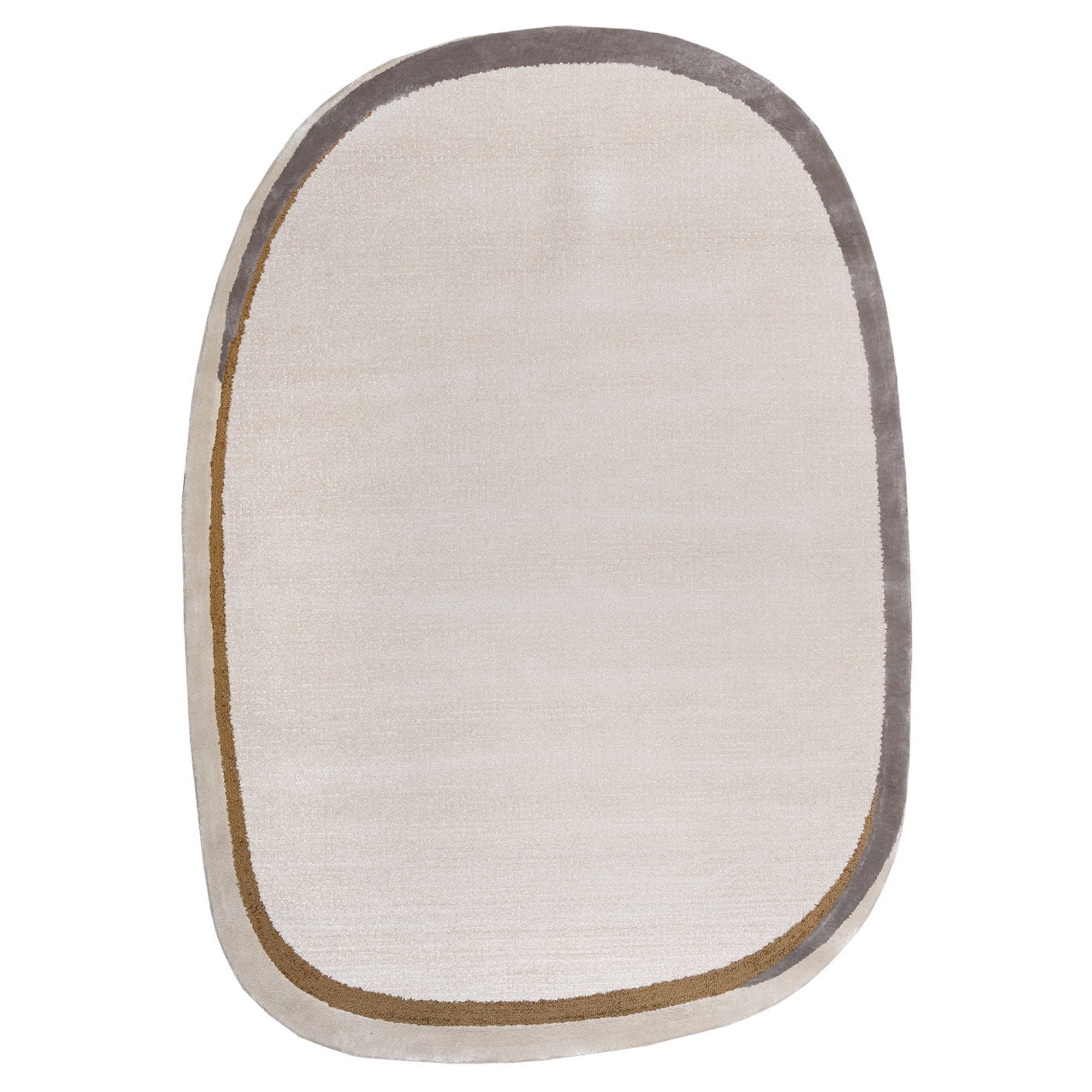 Handmade Wool Rug Tuft Weaving, Sustainable Contemporary Carpet, Yellow Minimalist Design, Oval Shape, Custom Made On-Demand in Turkiye_ETUGENE_Ovoid-005-F