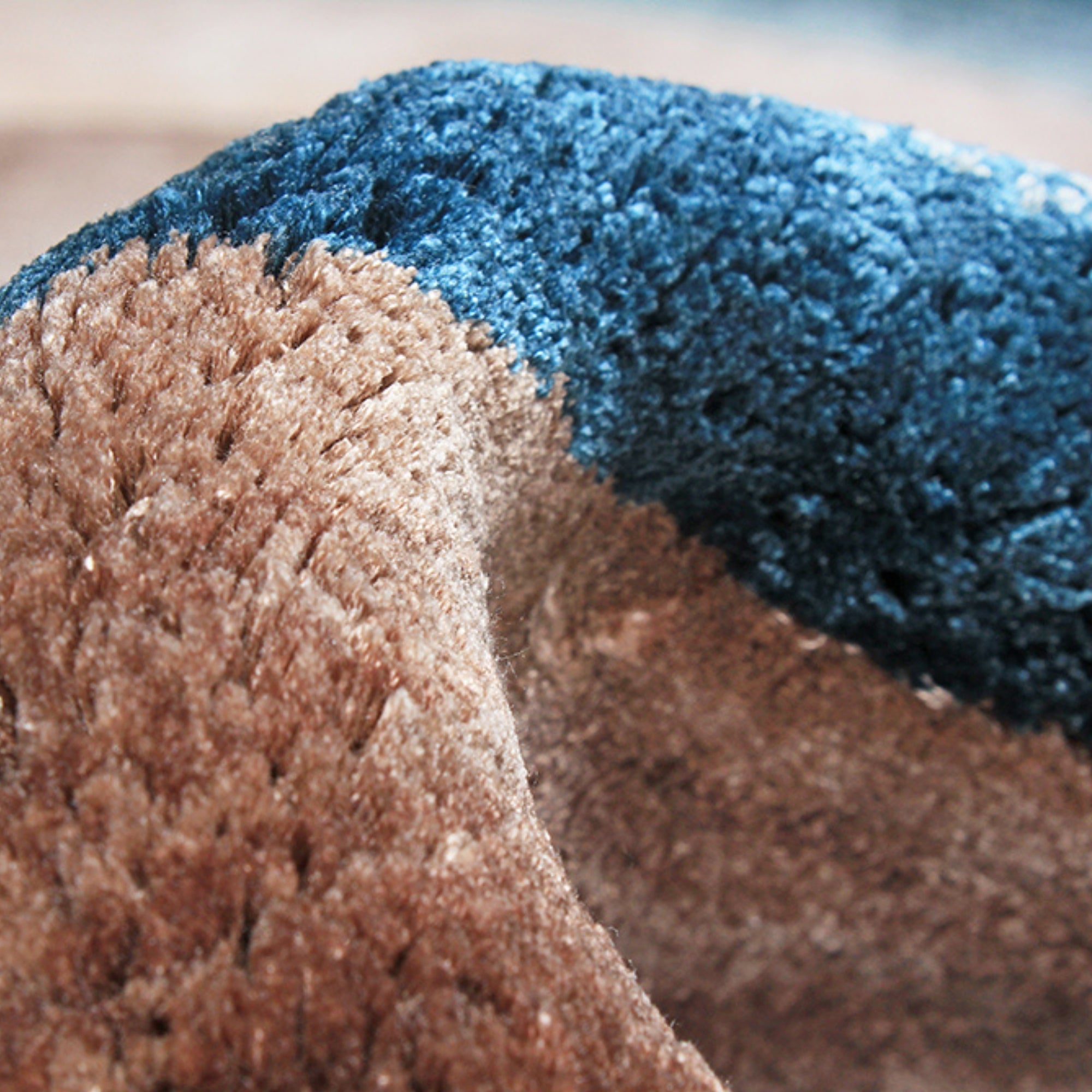 Handmade Wool Rug Tuft Weaving, Sustainable Contemporary Design Carpet, Beige, Brown, Orange, Blue Circles, Irregular Shape, Custom Made On-Demand in Turkiye_ETUGENE_Circle-002-N-Tuft