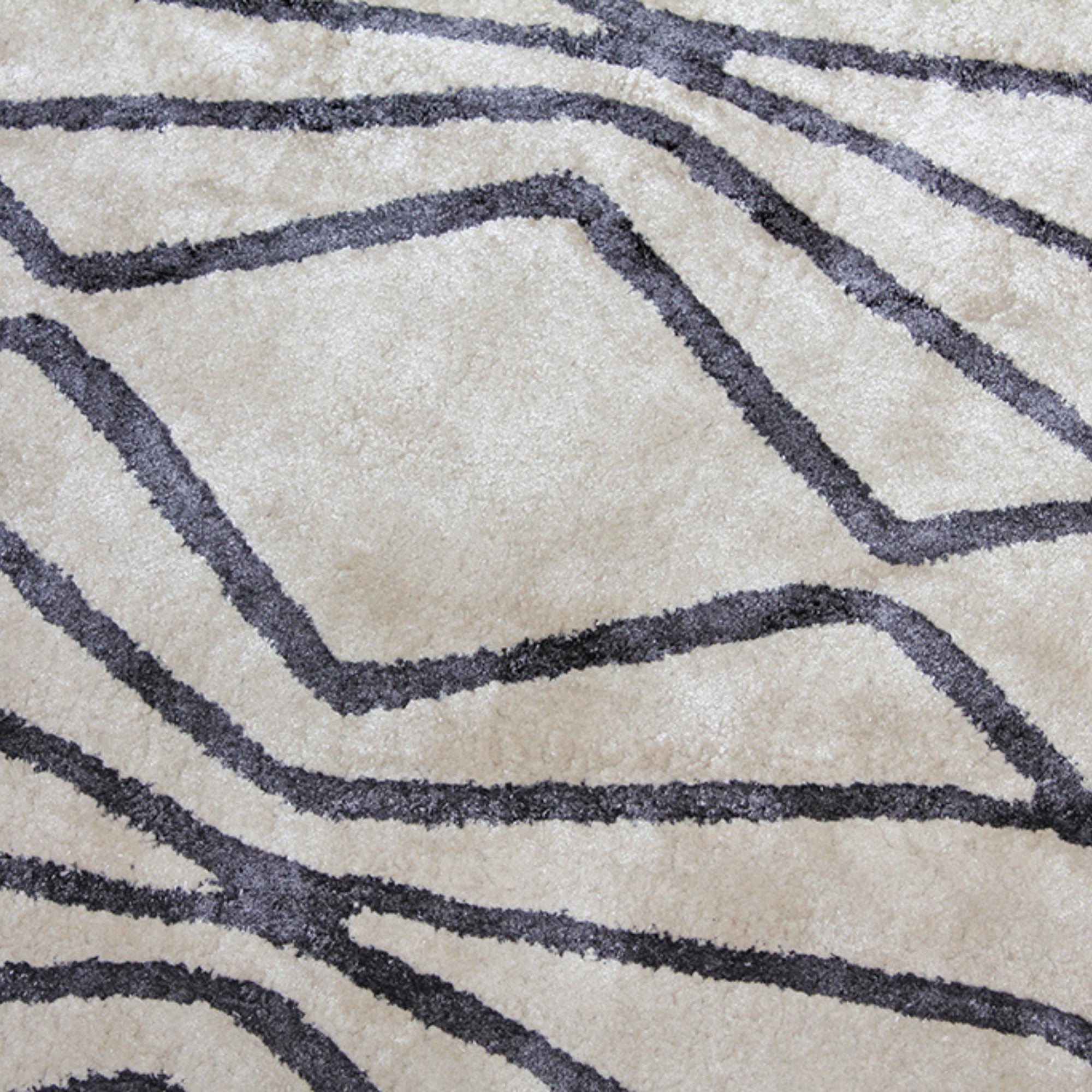 Handmade Wool Rug Tuft Weaving, Sustainable Contemporary Design Carpet, Black on White Colors, Rectangle, Custom Made On-Demand in Turkiye_ETUGENE_CAGE-005-A_Motif