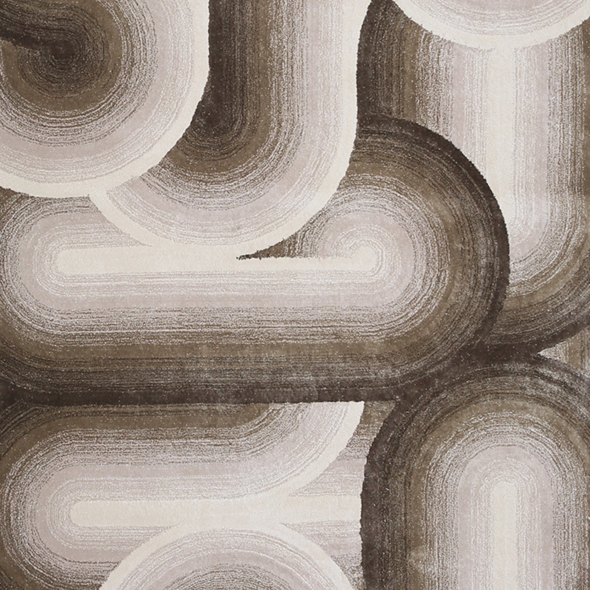 Handmade Wool Rug Tuft Weaving, Sustainable Contemporary Design Carpet, Brown Grey Rounded Shapes, Irregular Shape, Custom Made On-Demand in Turkiye_ETUGENE_Geo-007-H-Design