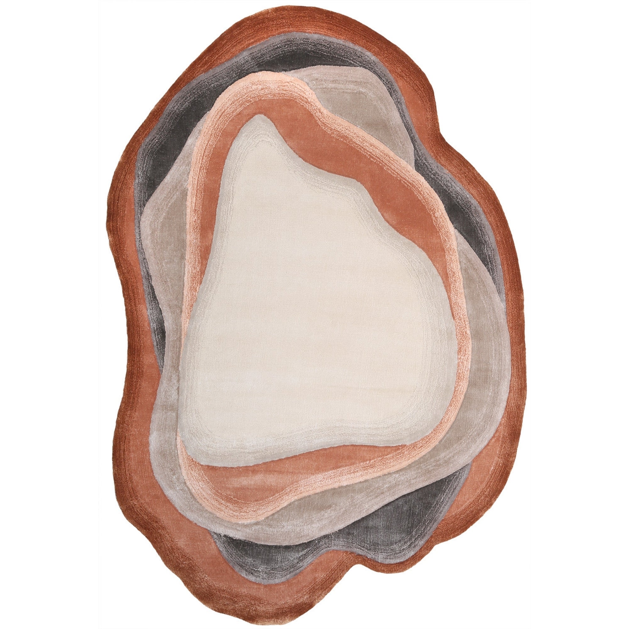 Handmade Wool Rug Tuft Weaving, Sustainable Contemporary Design Carpet, Coral Layered Round Shapes, Irregular Shape, Custom Made On-Demand in Turkiye_ETUGENE_Lava-001-GT