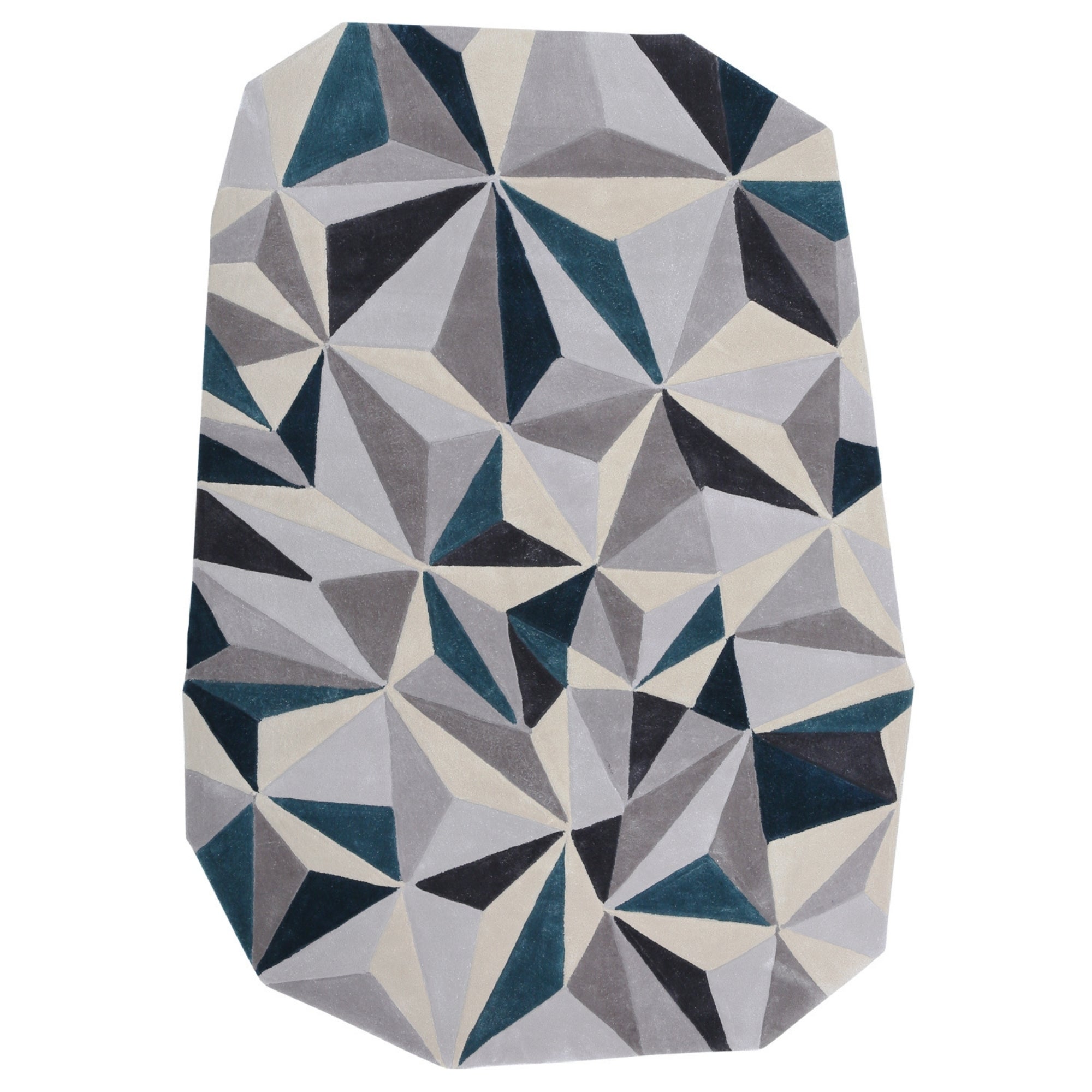 Handmade Wool Rug Tuft Weaving, Sustainable Contemporary Design Carpet, Luxury Triangles, Irregular Shape, Custom Made On-Demand in Turkiye_ETUGENE_Triple-004-J