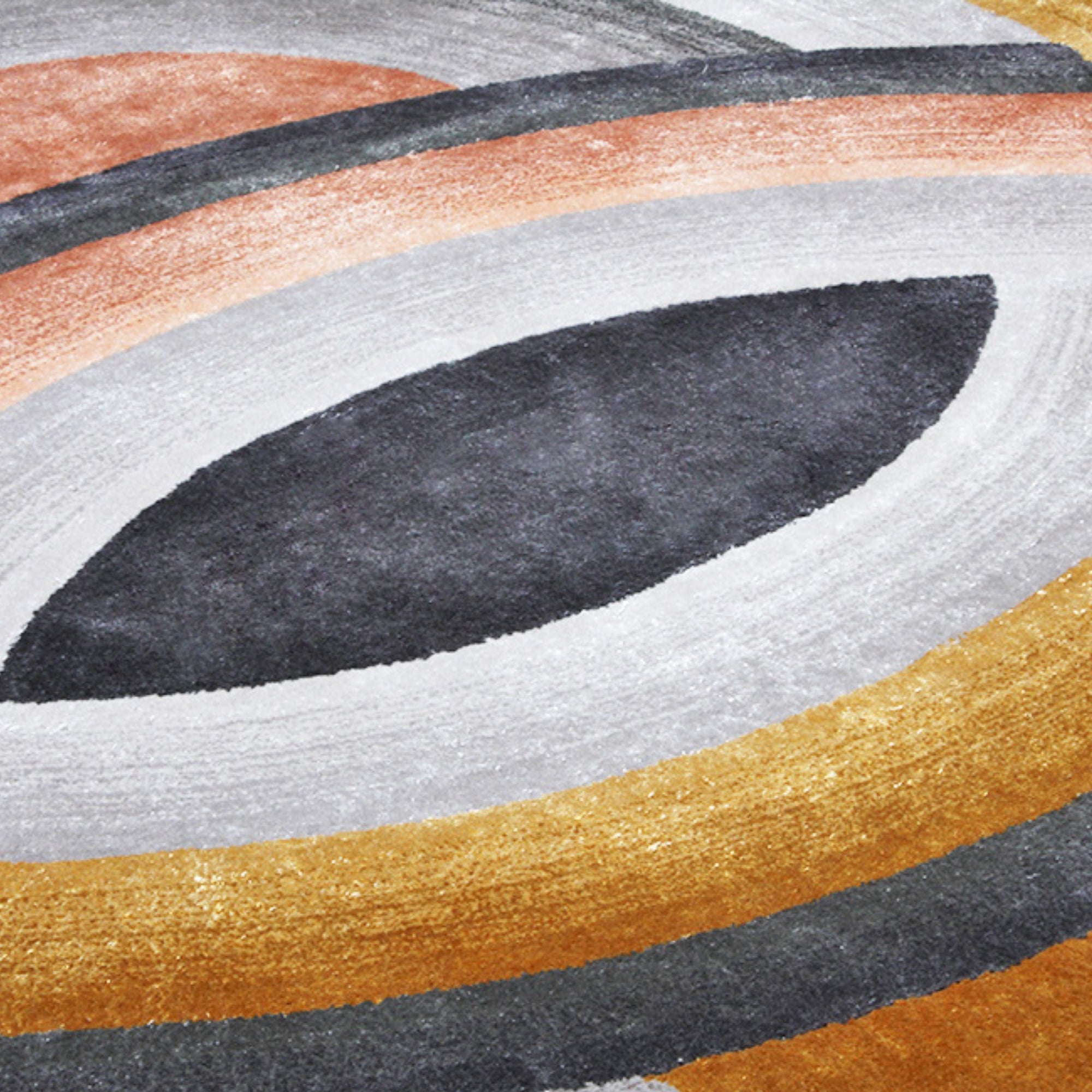 Handmade Wool Rug Tuft Weaving, Sustainable Contemporary Design Carpet, Orange, Black Grey Circles, Irregular Shape, Custom Made On-Demand in Turkiye_ETUGENE_Circle-002-U-Motifs