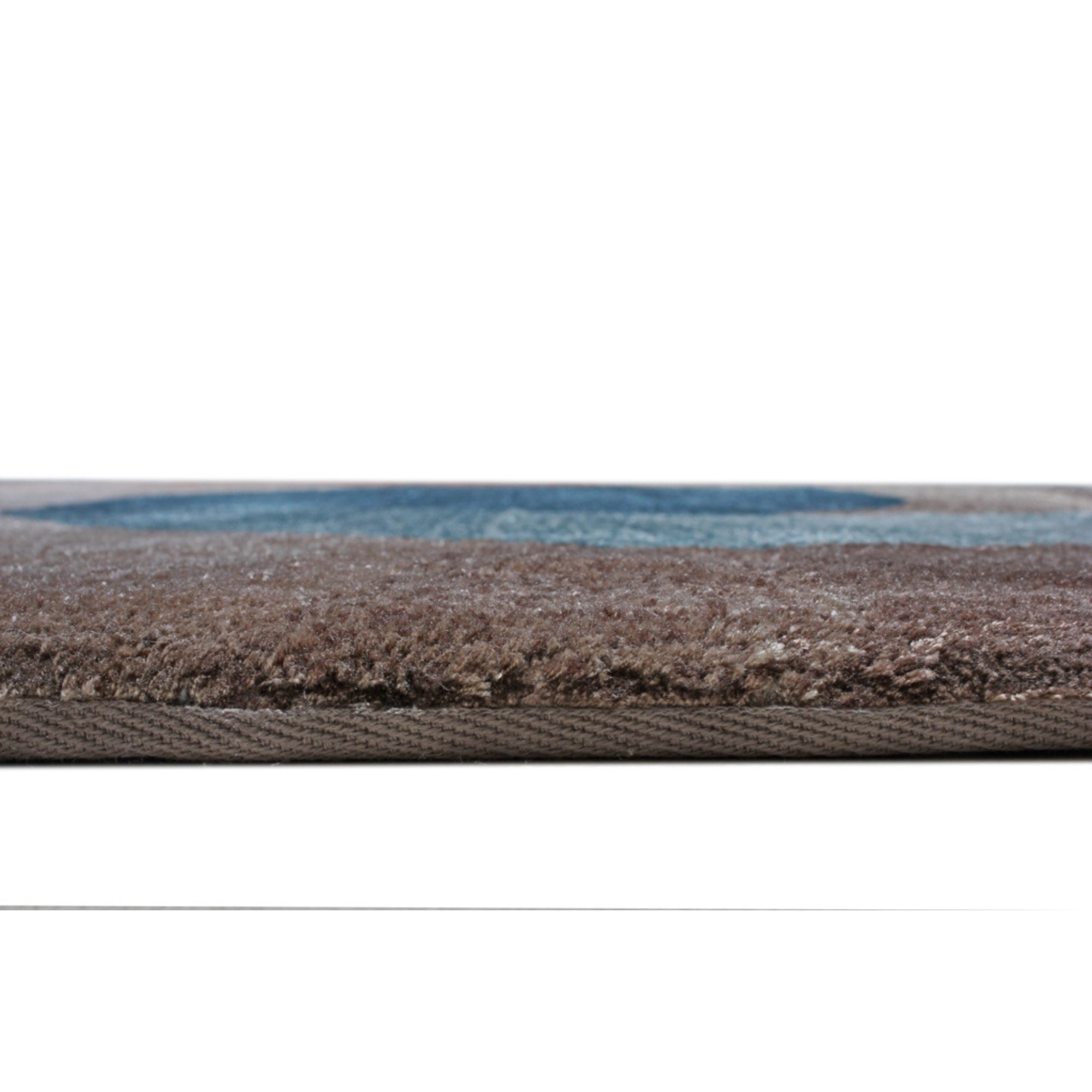 Handmade Wool Rug Tuft Weaving, Sustainable Contemporary Design Carpet, Six Blue Orange Brown Circles, Irregular Shape, Custom Made On-Demand in Turkiye_ETUGENE_Circle-006-N-Height