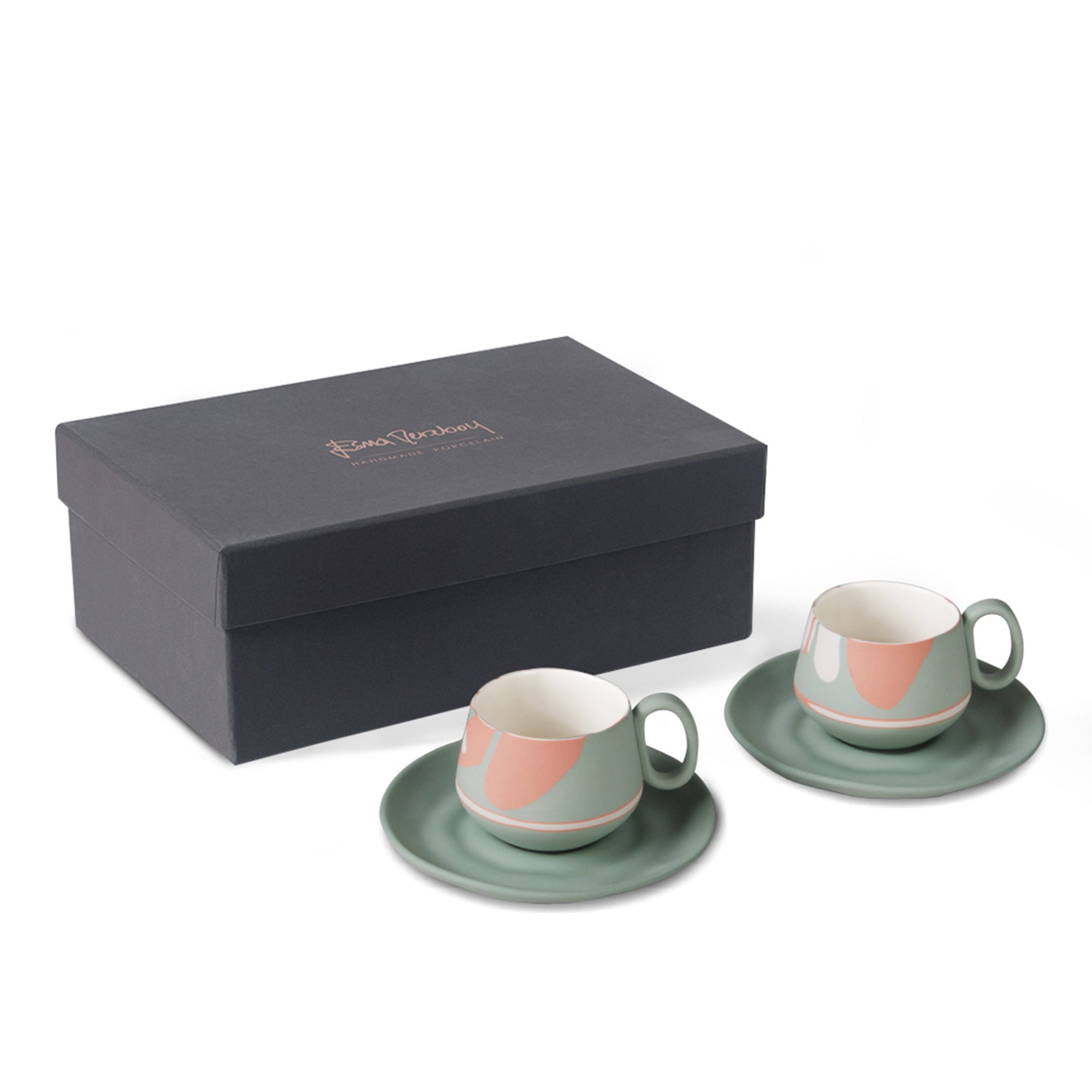 Tube-Espresso-Cup-with-Saucer-Set-Of-2-Colour-Wave-Nile-Porcelain-Handmade-ETUGENE