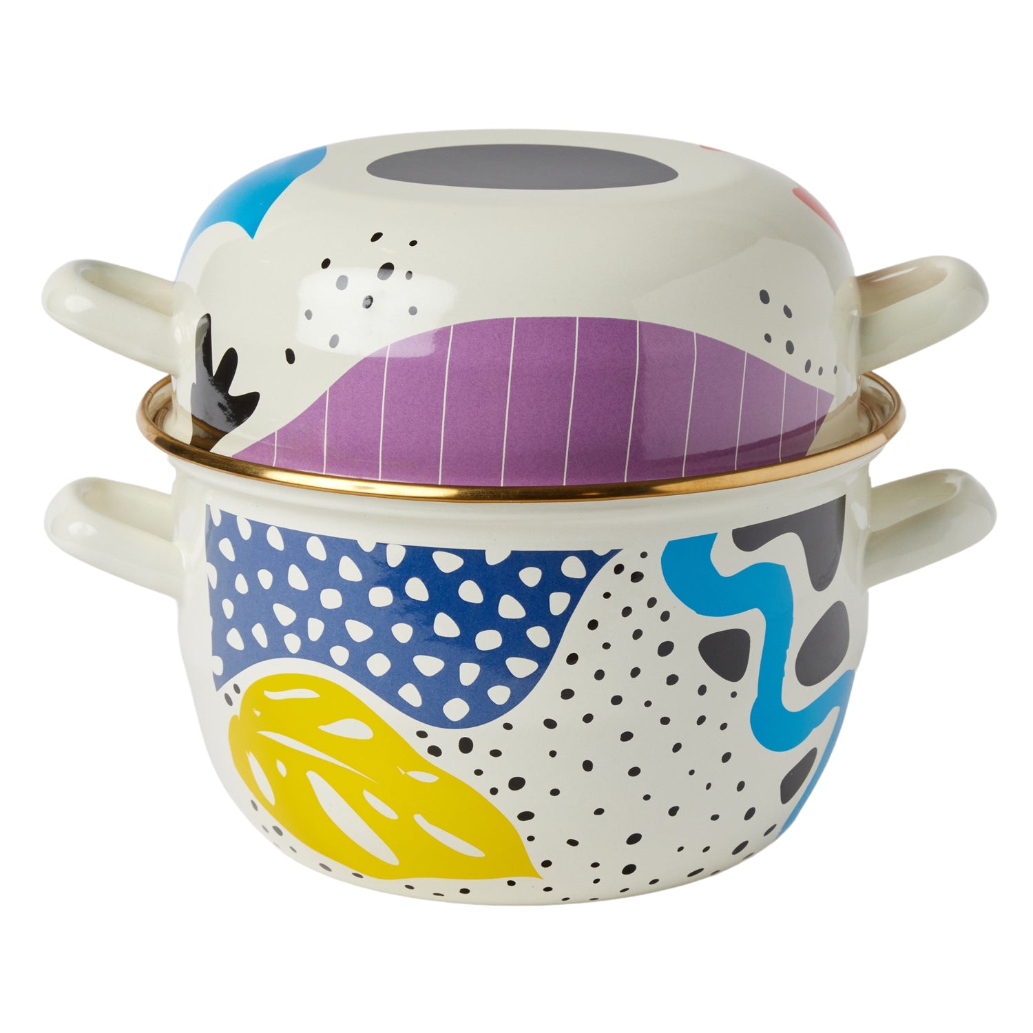 Art_Deco_Mussel_Pot_Handmade_Enameled_Steel Kitchenware 28cm-FB17100-ETUGENE