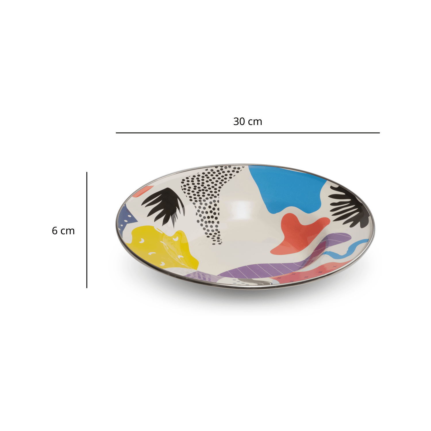 Artful Aesthetic Big Fruit Plate in Enameled Steel - Handmade &amp; Sustainable, 30cm