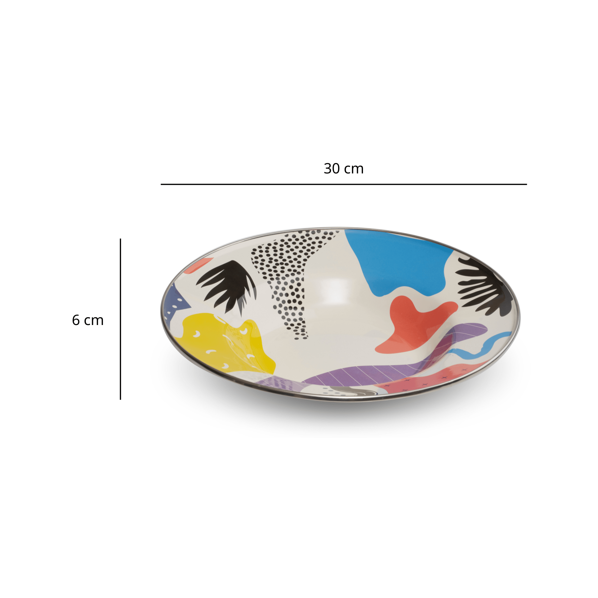 Artful Aesthetic Big Fruit Plate in Enameled Steel - Handmade &amp; Sustainable, 30cm