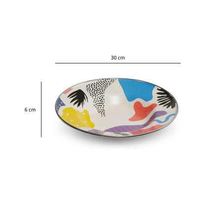 Artful Aesthetic Big Fruit Plate in Enameled Steel - Handmade &amp; Sustainable, 30cm