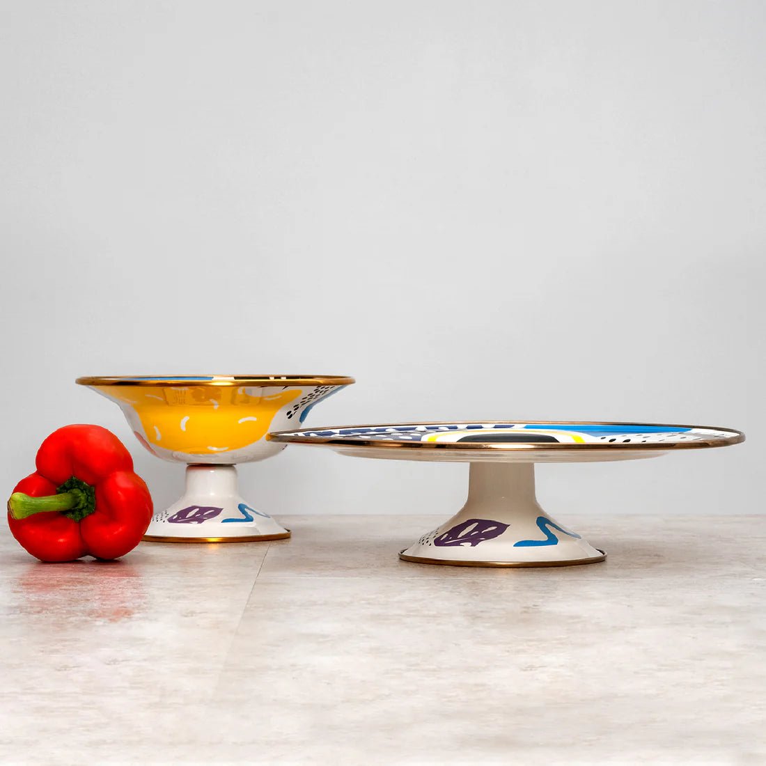 Art_Deco_Cake_Serving_Plate_Cake_Stand_Enameled_Steel_Handmade_Sustainable_30cm-Set-FB15300-ETUGENE