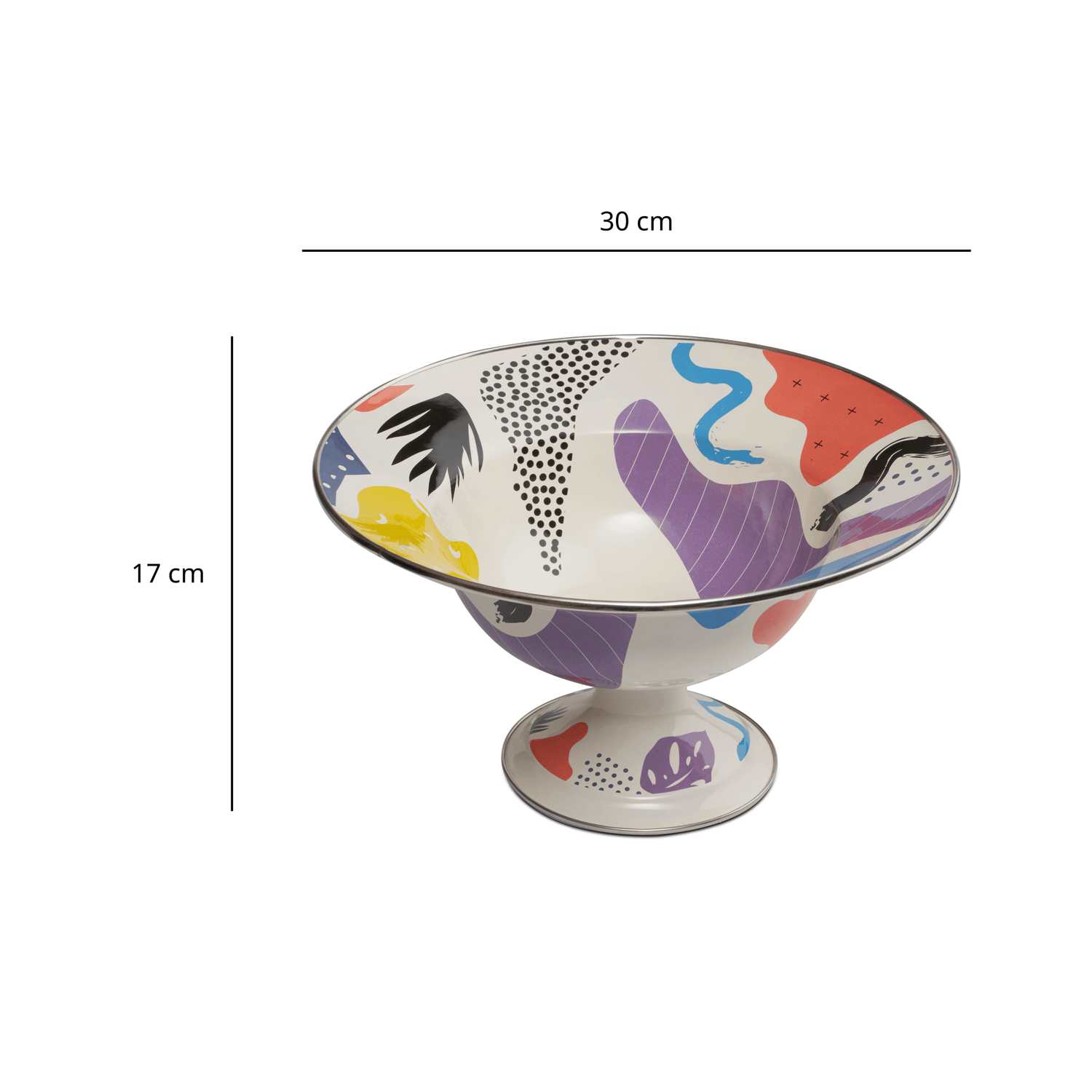Art_Deco_Footed_Big_Fruit_Plate_Enameled_Steel_Handmade_Sustainable_30cm-FB15100-ETUGENE