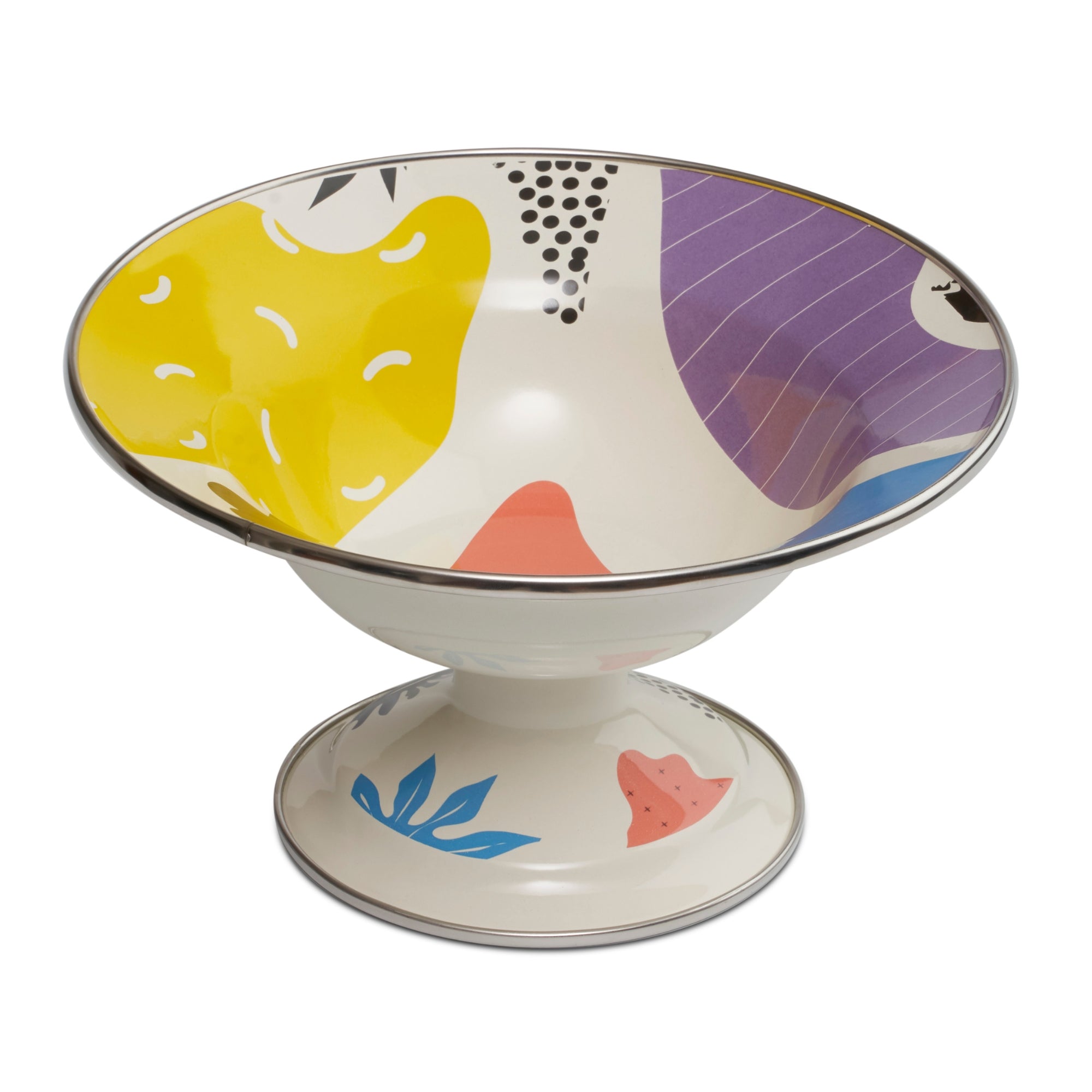 Art_Deco_Footed_Small_Fruit_Plate_Enameled_Steel_Handmade_Sustainable_20cm-FB15200-ETUGENE