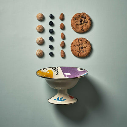 Art_Deco_Footed_Small_Fruit_Plate_Enameled_Steel_Handmade_Sustainable_Lifestyle_20cm-FB15200-ETUGENE