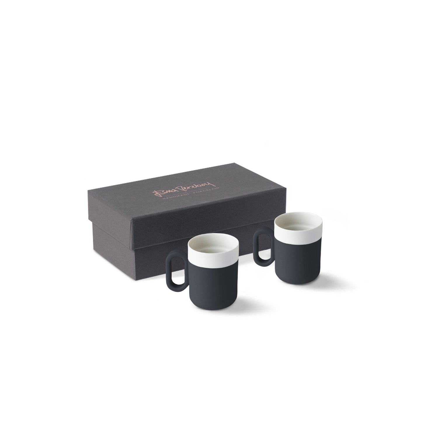 Capsule-Espresso-Cup-Set-Of-2-Black-Ivory-Porcelain-Handmade-ETUGENE