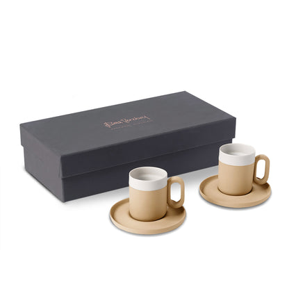 Capsule-Espresso-Cup-With-Saucer-Set-Of-2-Straw-Ivory-Porcelain-Handmade-ETUGENE