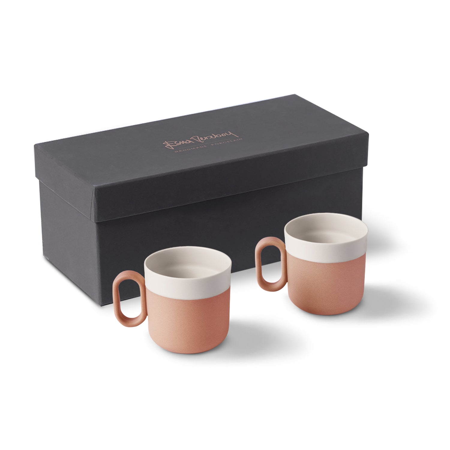 Capsule-Tea-Cup-Set-Of-2-Coral-Ivory-Porcelain-Handmade-ETUGENE