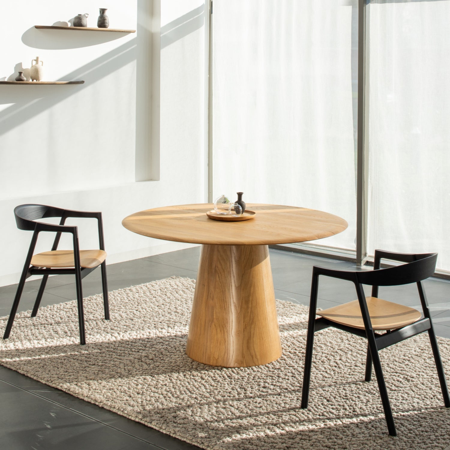 Dining-Table-Mushroom-Wood-Round-Table-126cm-for-4-6Persons-Muna-Chairs-HomeFurniture-ETUGENE