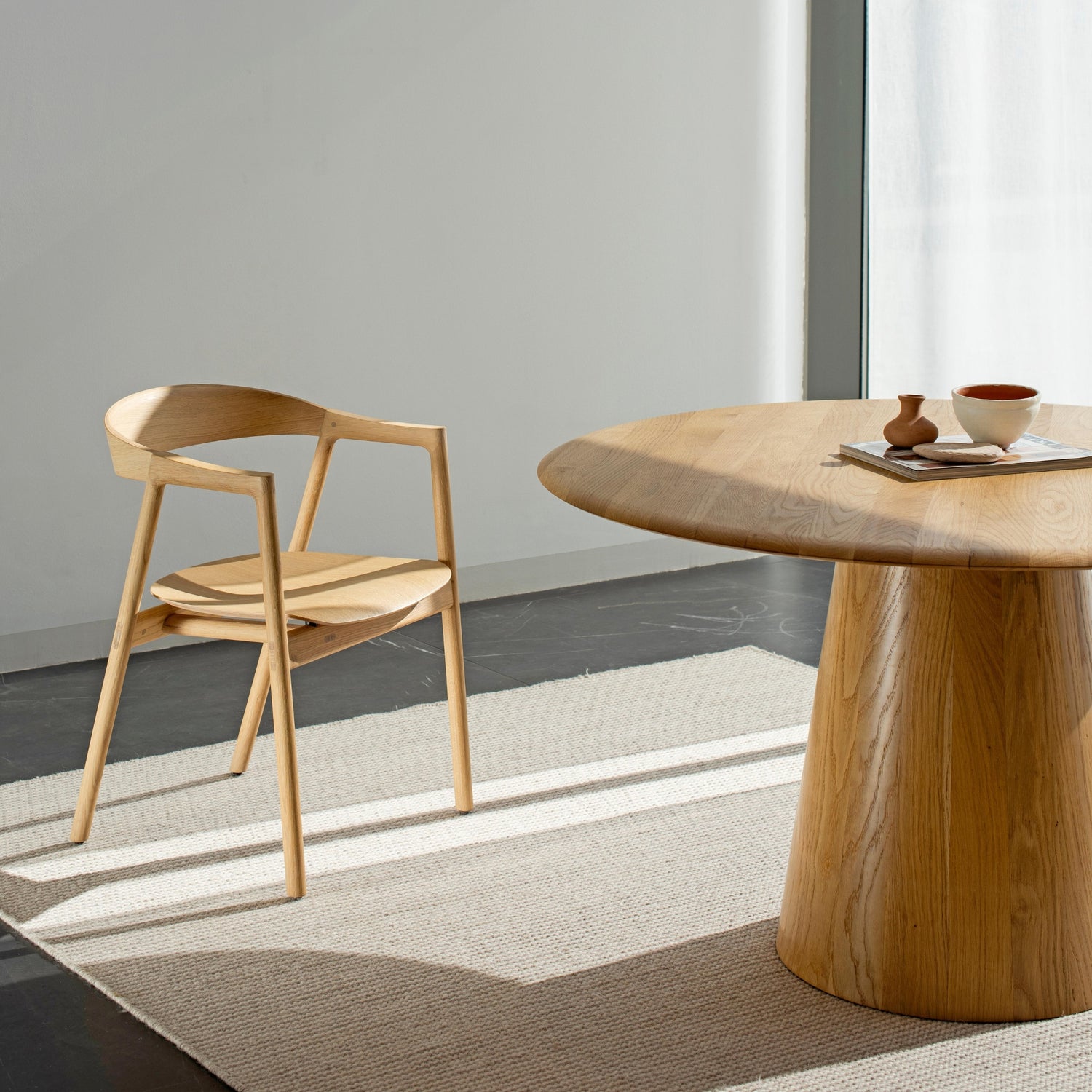 Dining-Table-Mushroom-Wood-Round-Table-126cm-for-4-6Persons-White-Muna-Chair-HomeFurniture-ETUGENE