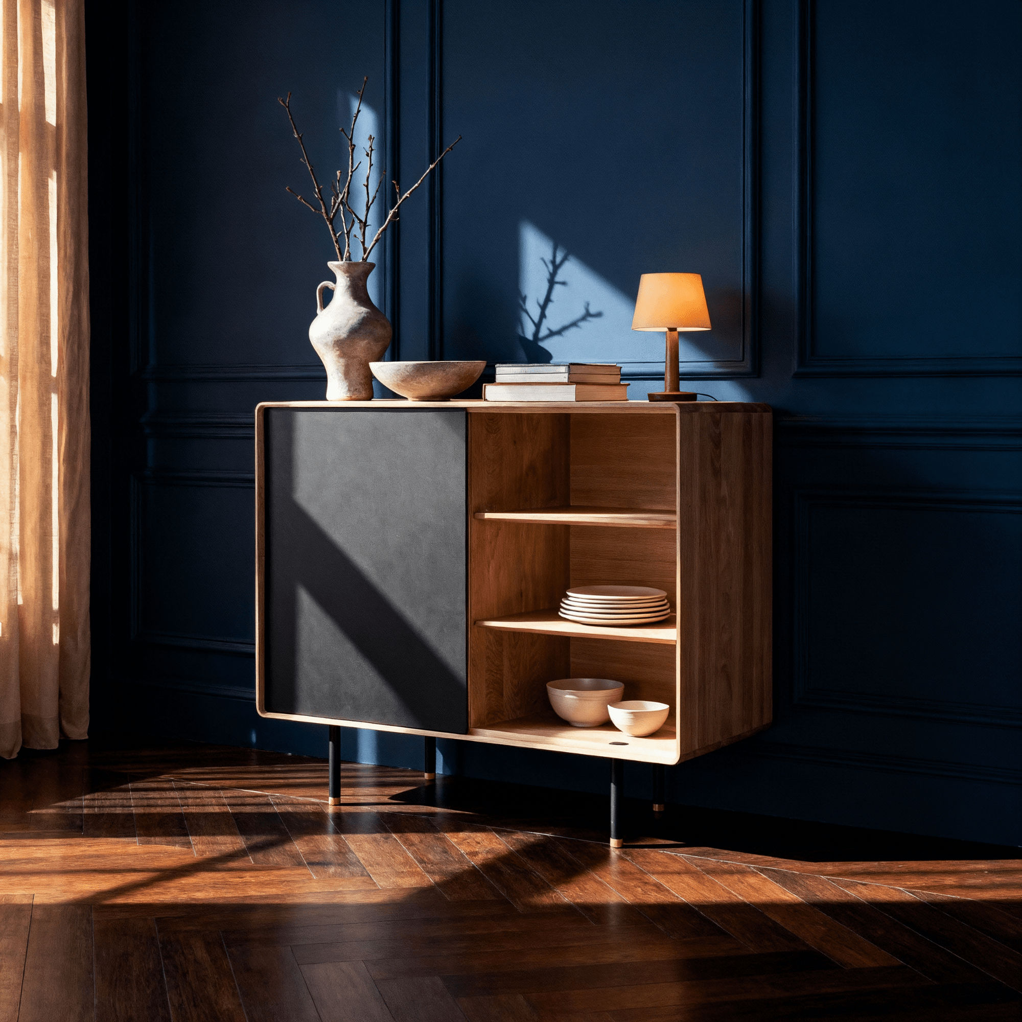 Fina-Cabinet-oak-natural-nero-lifestyle-HomeFurniture-ETUGENE