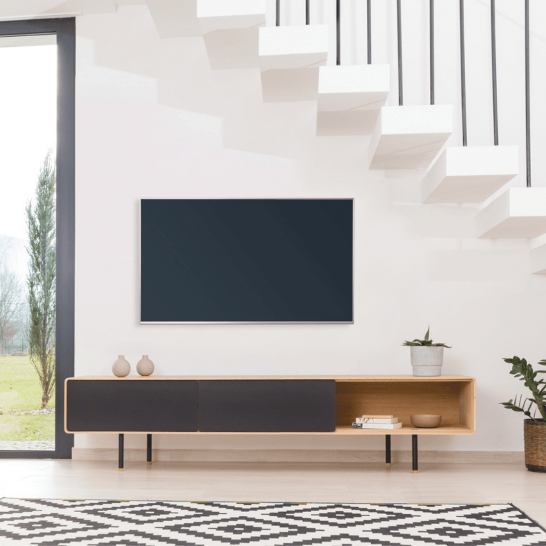 Fina-Lowboard-oak-natural-nero-200cm-tvcabinet-HomeFurniture-ETUGENE