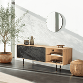 Fina-Sideboard-oak-natural-nero-180cm-lifestyle-HomeFurniture-ETUGENE